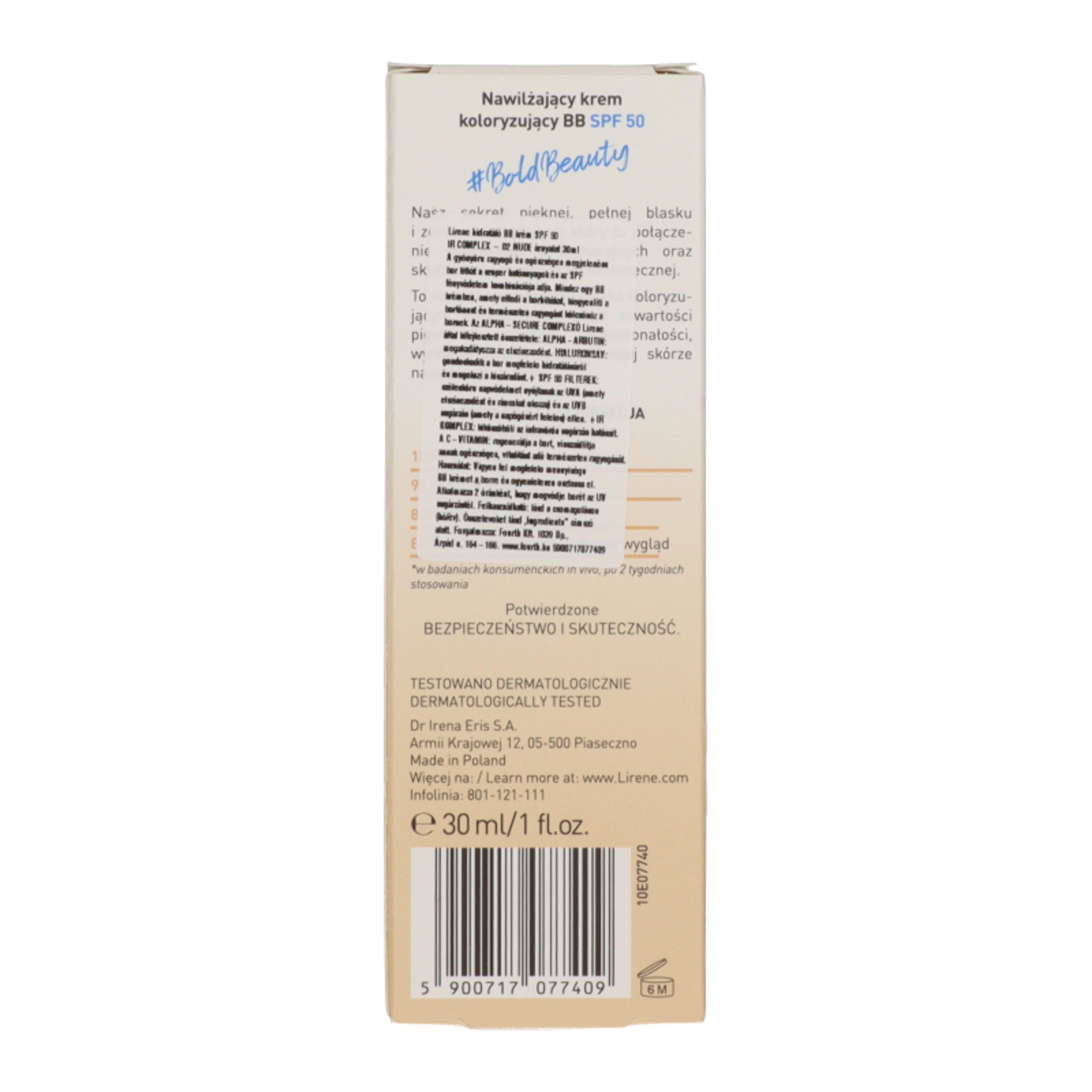 Lirene hidratáló BB krém SPF50 /Nude - 30 ml-3
