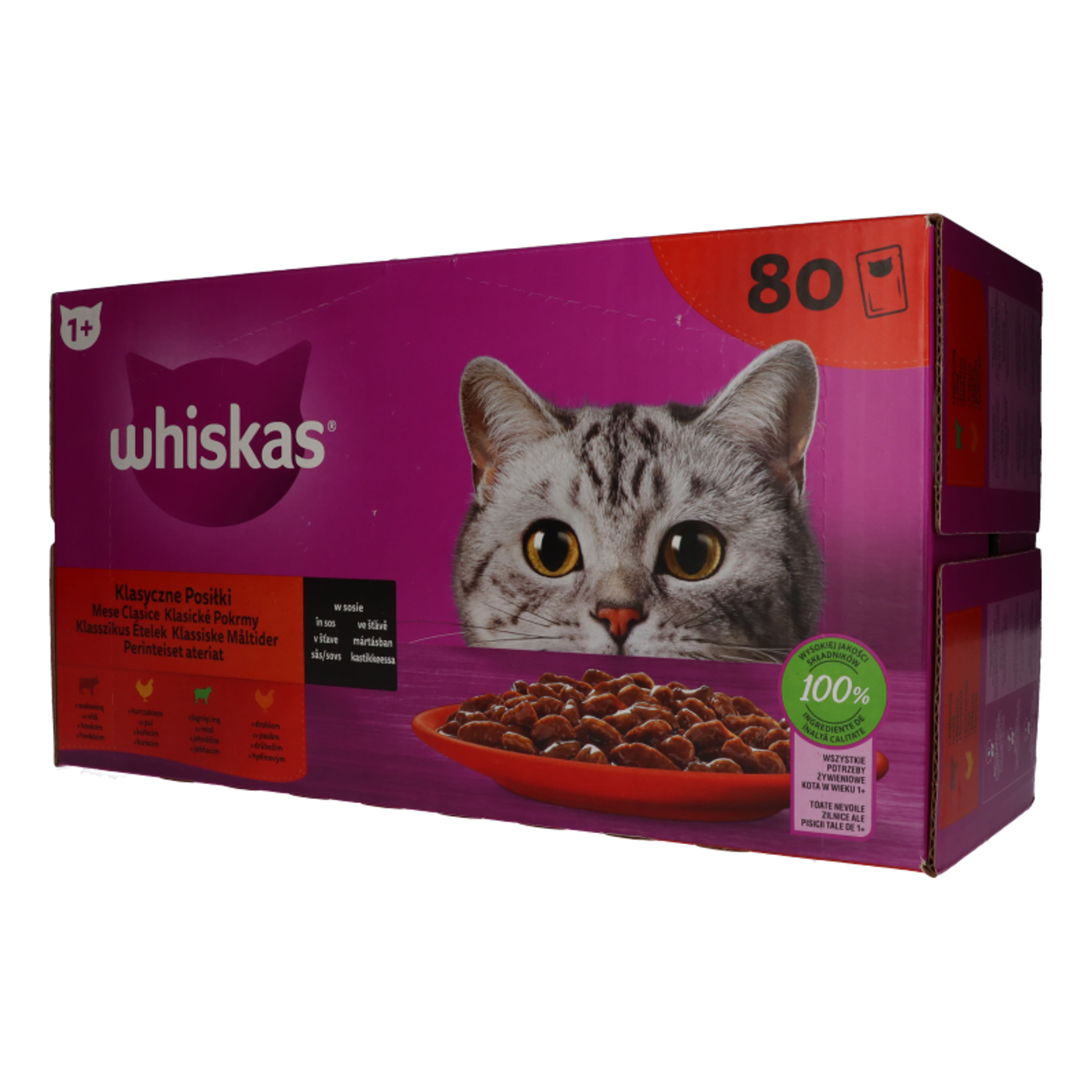 Whiskas tasakos eledel vegyes válogatás felnőtt macskák számára mártásban 80x85 g - 6800 g-2