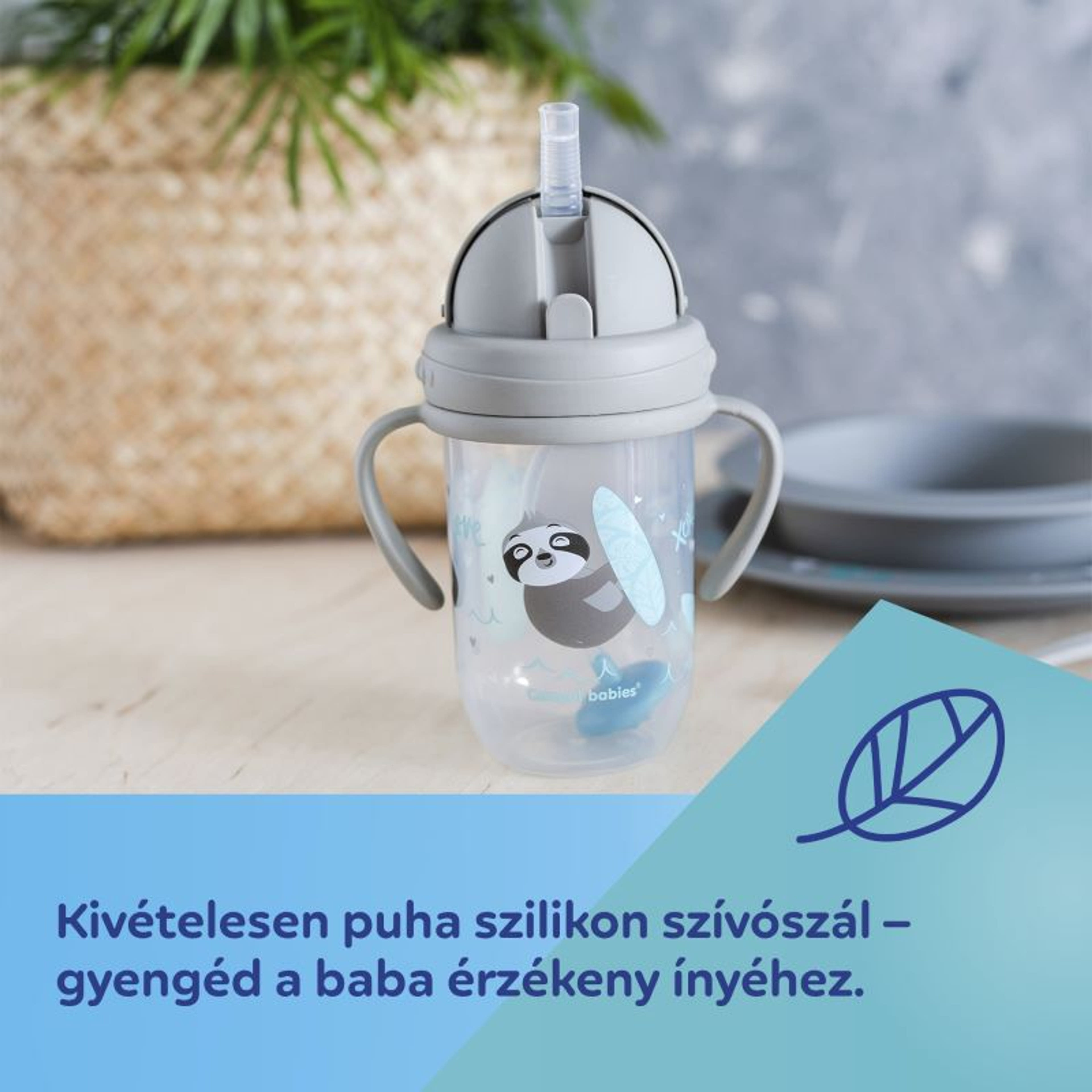 Canpol Babies itatópohár súlyozott szívószállal 6 hónapos kortól 270 ml /szürke - 1 db-6