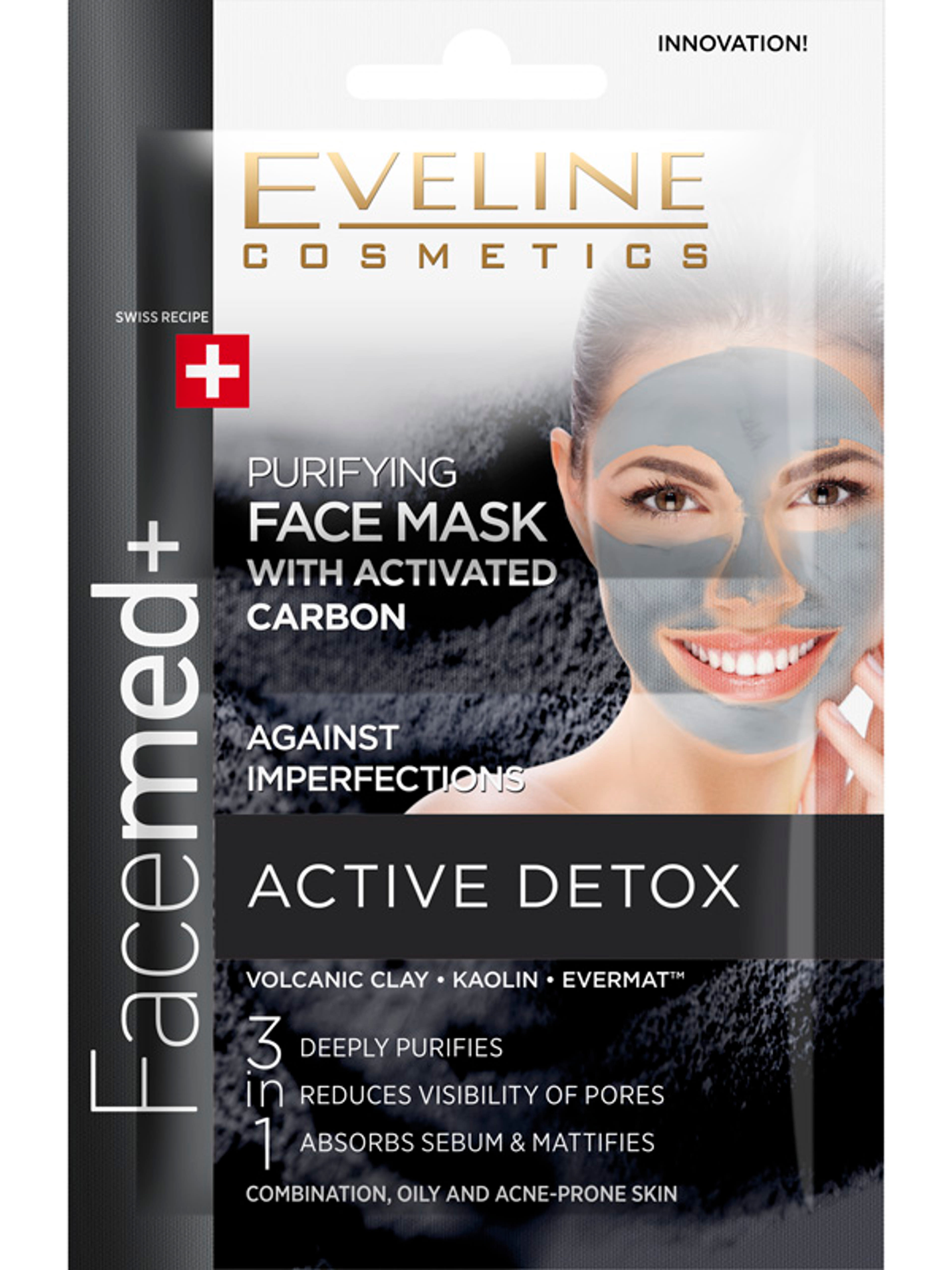 Eveline 3in1 tisztító arcmaszk aktív szénnel (2x5 ml) - 10 ml