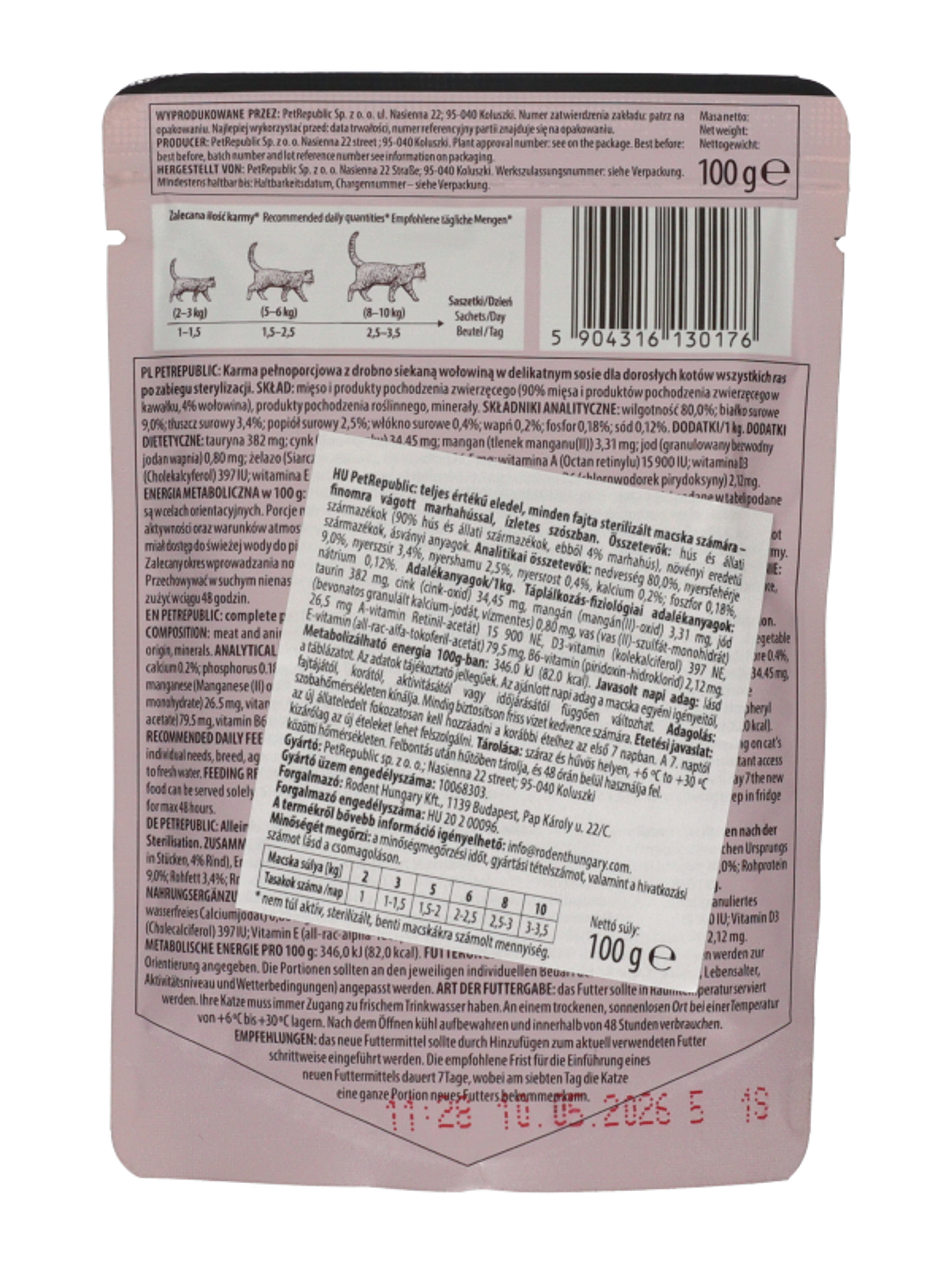 PetRepublic alutasak sterilizált macskáknak marha hússal - 100 g-4