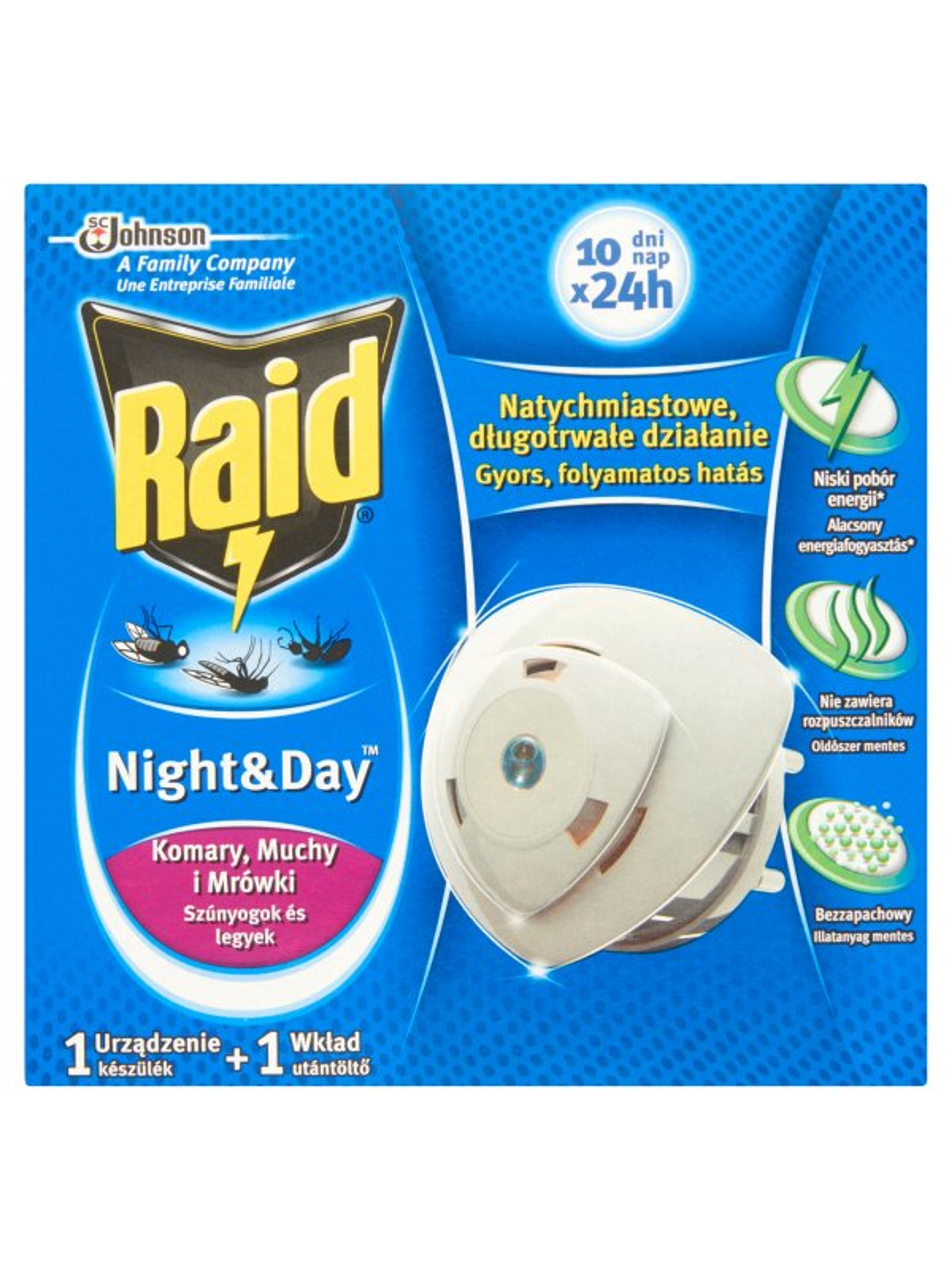 Raid Night & Day 240 Órás Elektromos Szúnyog- És Légyirtó Készülék - 1 db