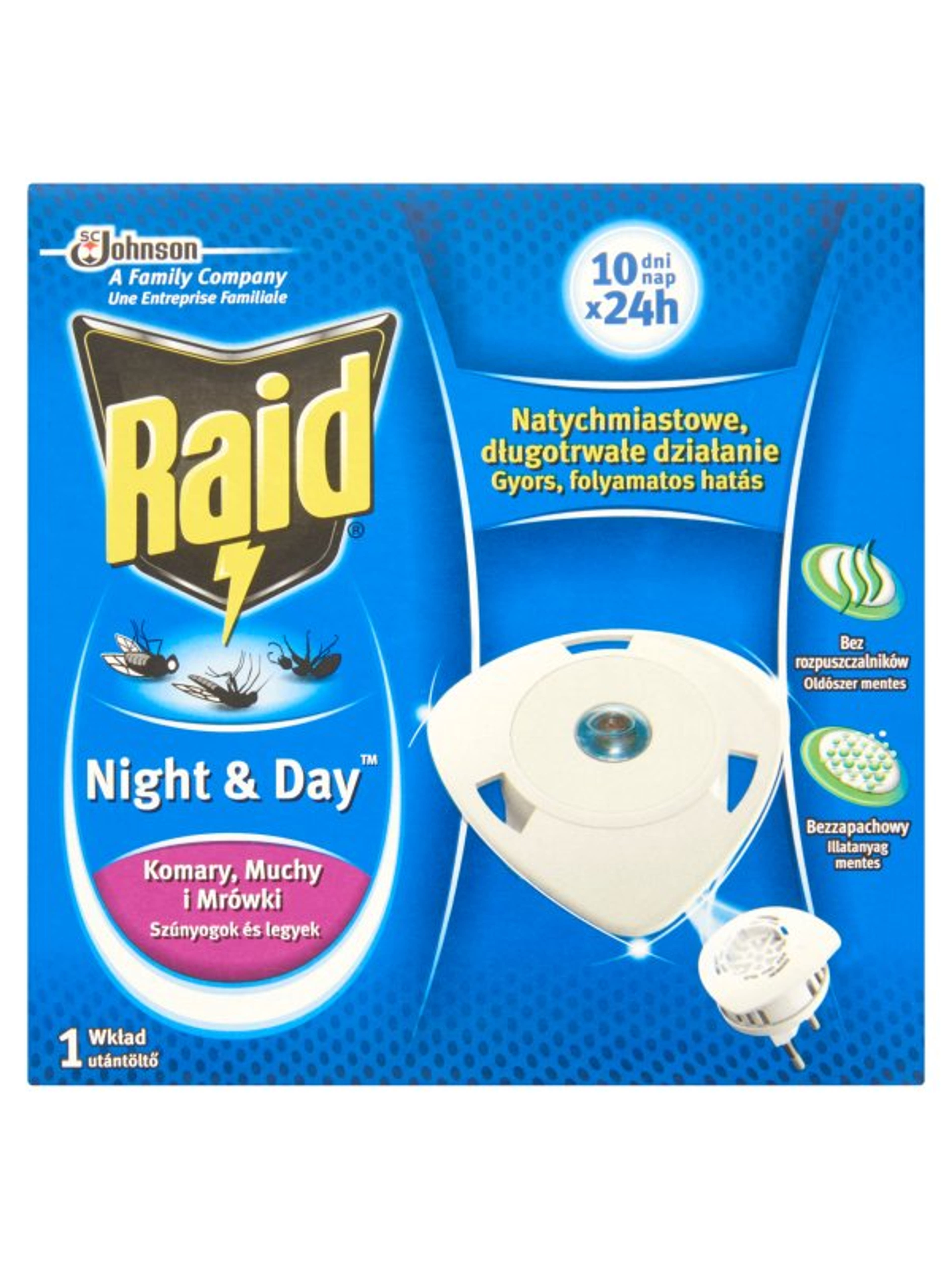 Raid Night & Day Szúnyog,- Légy,- És Hangyairtó Korong Utántöltő - 1 db