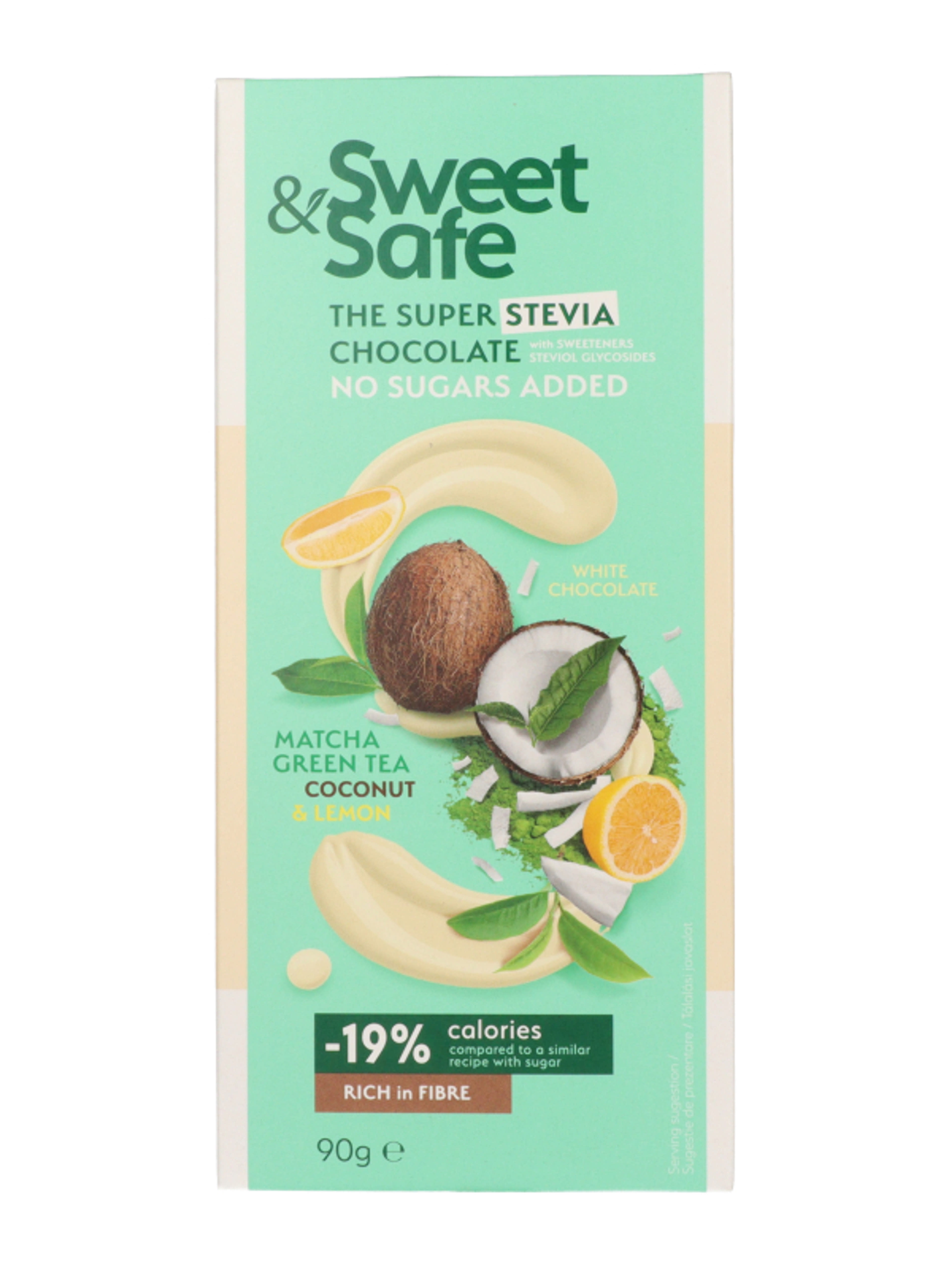 Sweet & Safe fehér csokoládé Matcha zöld teával, kókusszal, citrommal - 90 g-1