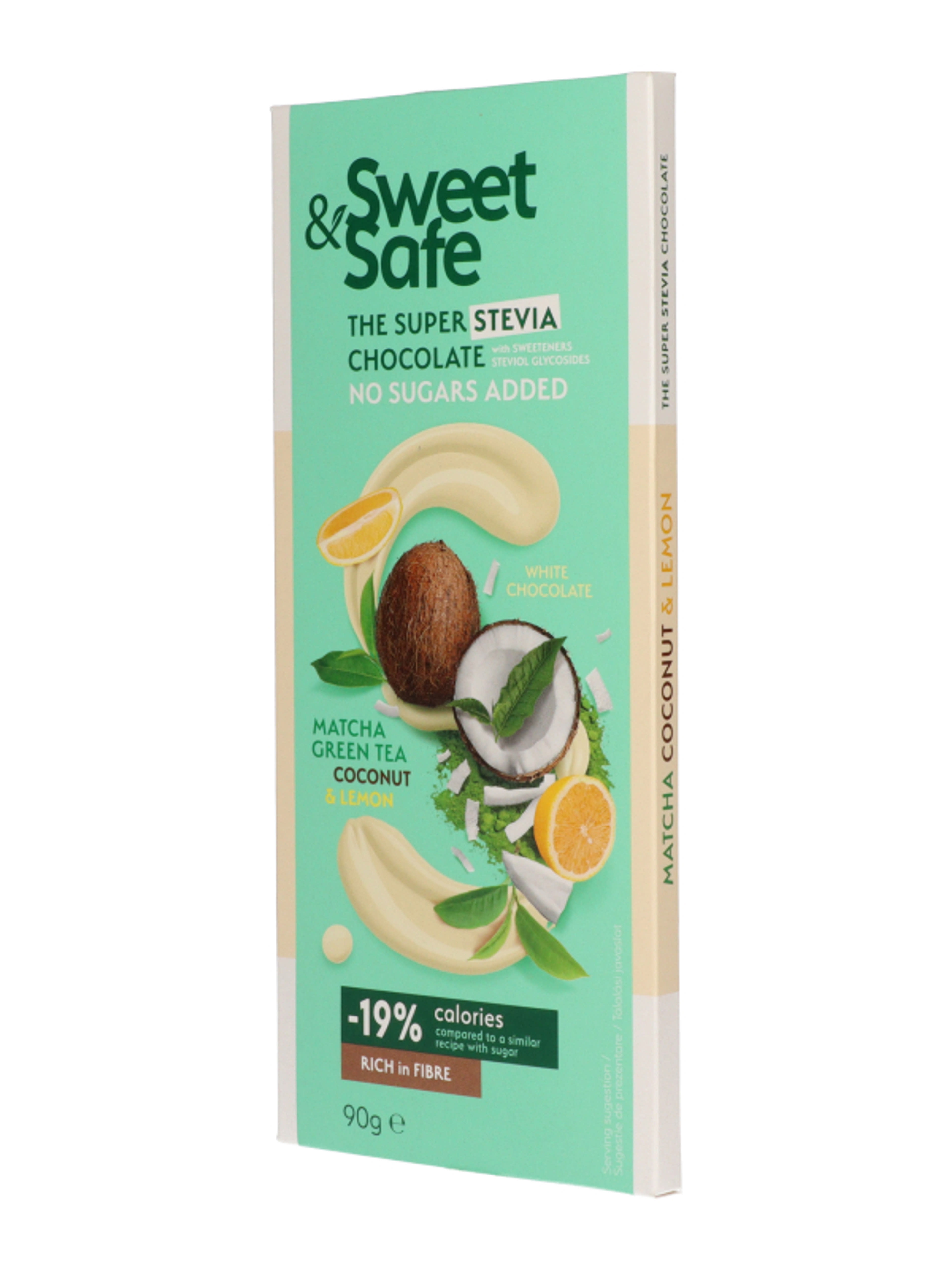 Sweet & Safe fehér csokoládé Matcha zöld teával, kókusszal, citrommal - 90 g-2