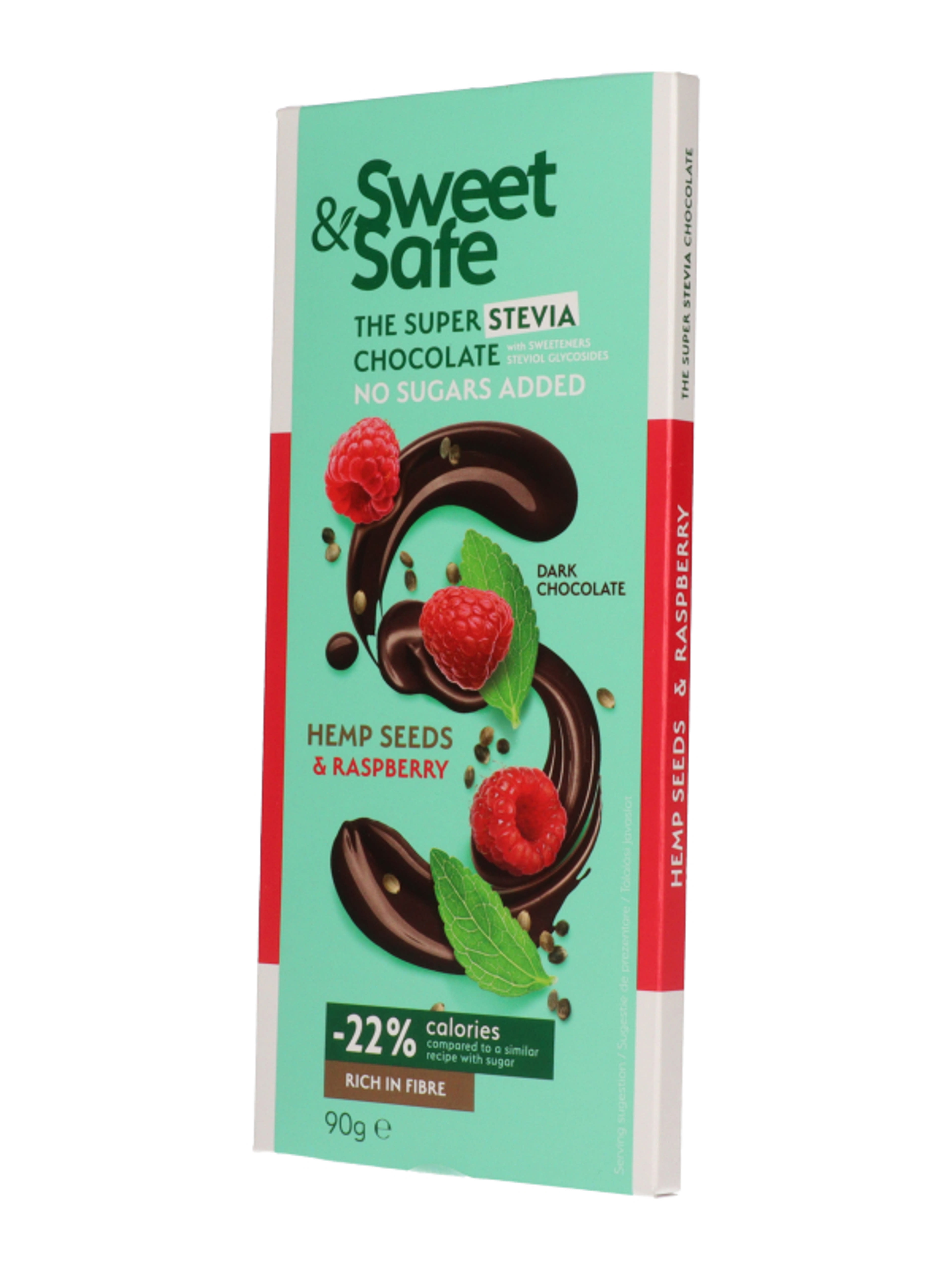 Sweet&safe étcsoki málnával kenderrel steviával - 90g-2