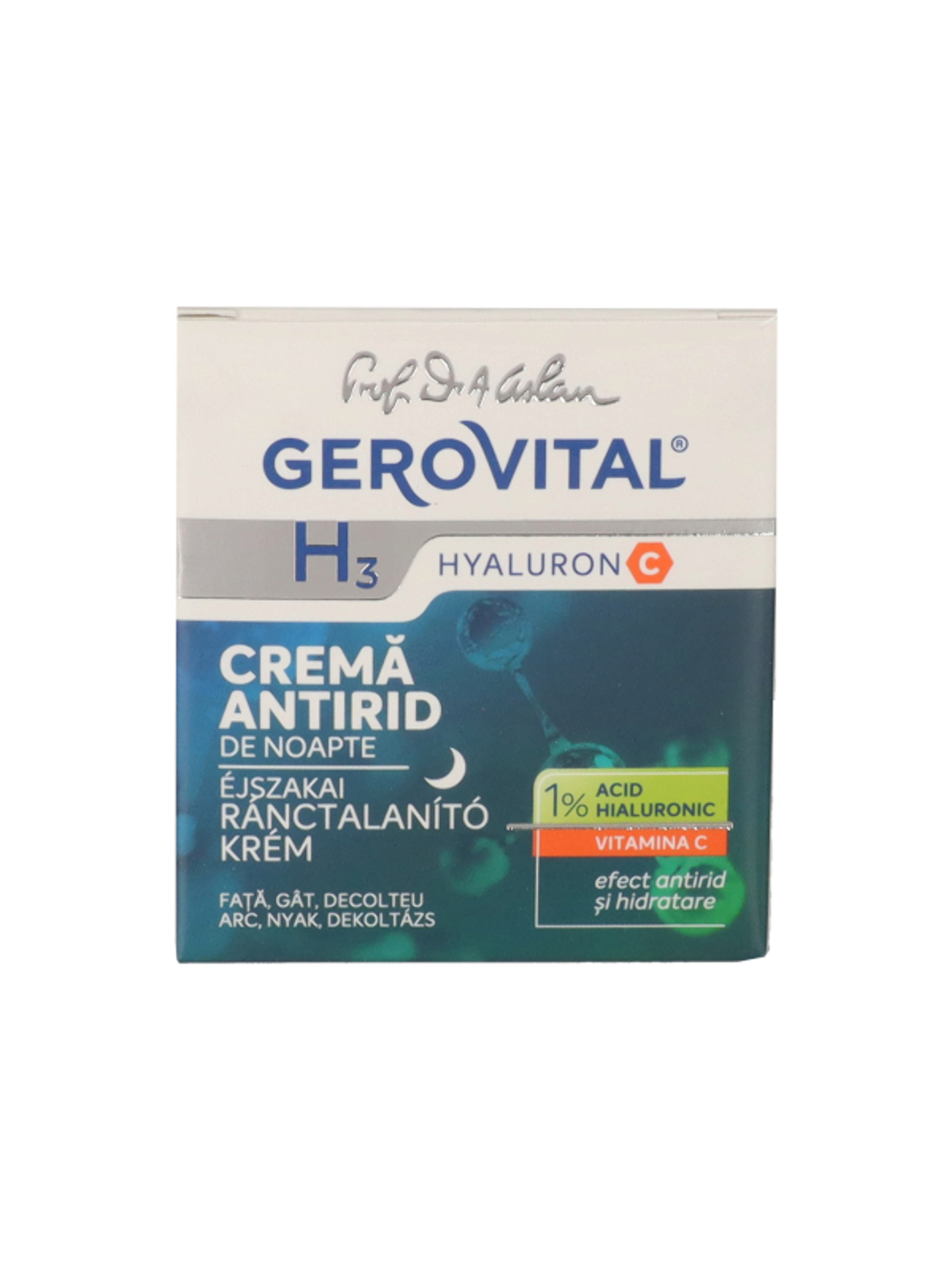 Gerovital H3 Hyaluron ránctalanító éjszakai arckrém, C-vitaminnal - 50 ml