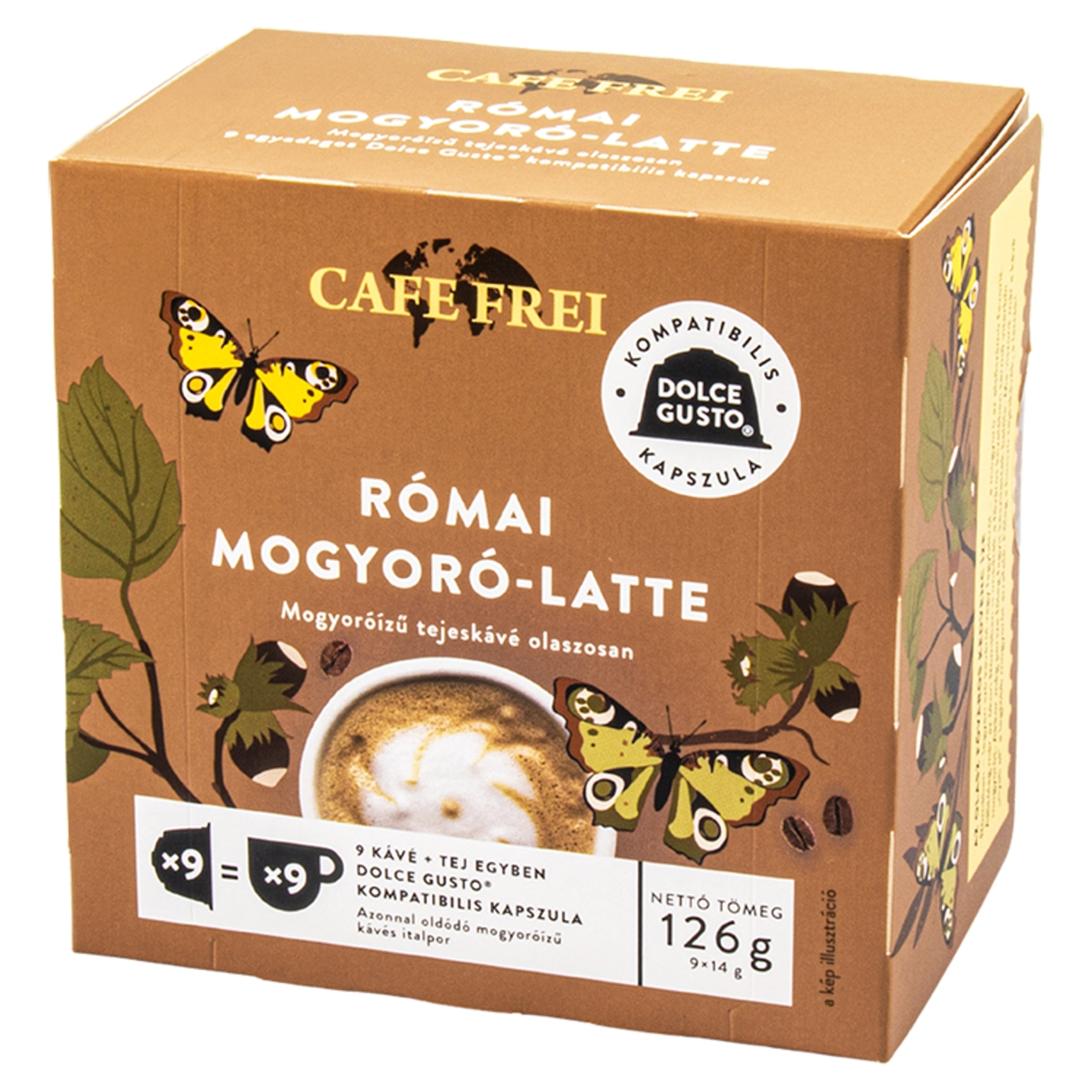Cafe Frei Római Mogyoró Latte mogyoróízű tejeskávé kapszula - 9 db