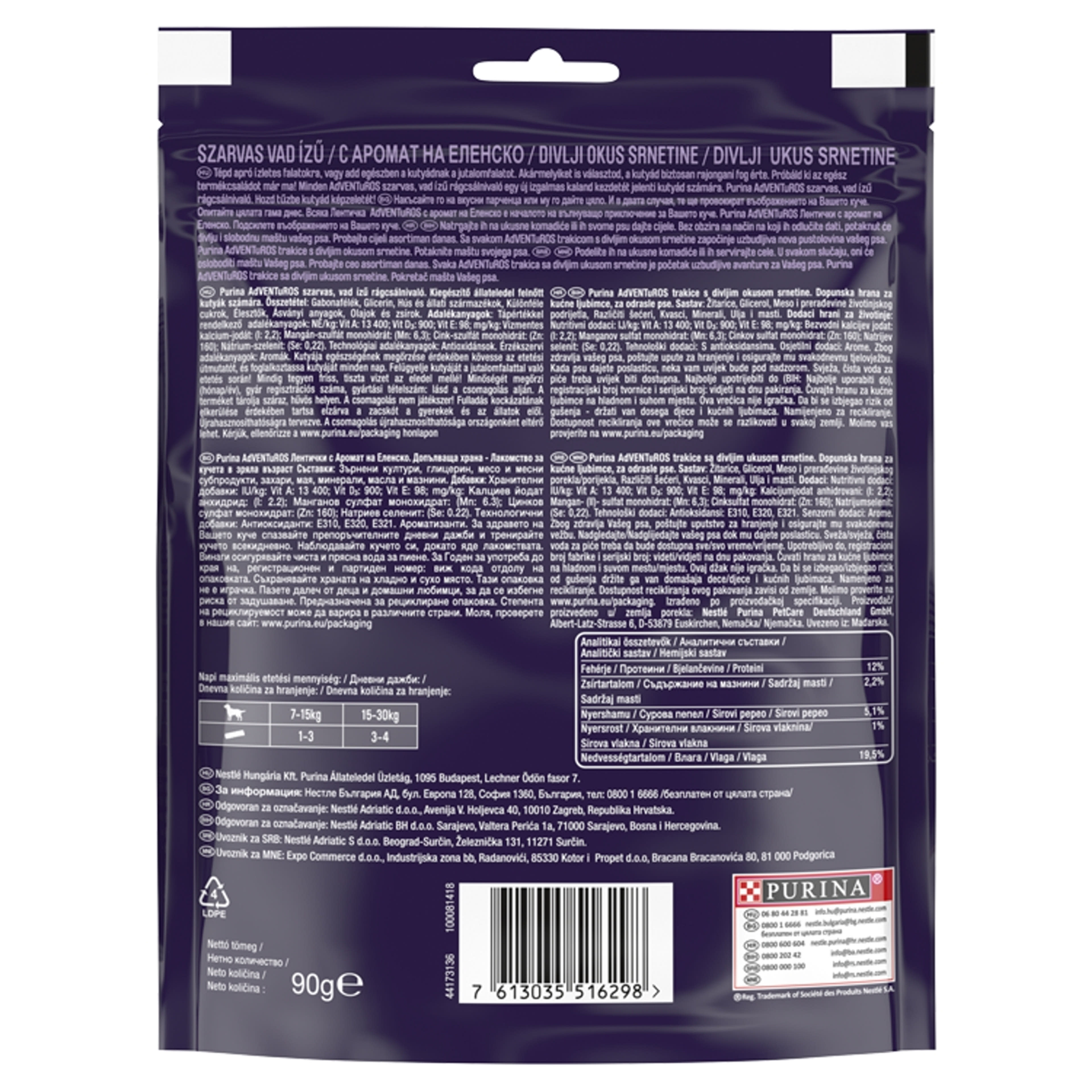 Purina Adventuros jutalomfalat kutyáknak, szarvas, vad ízű - 90 g-3