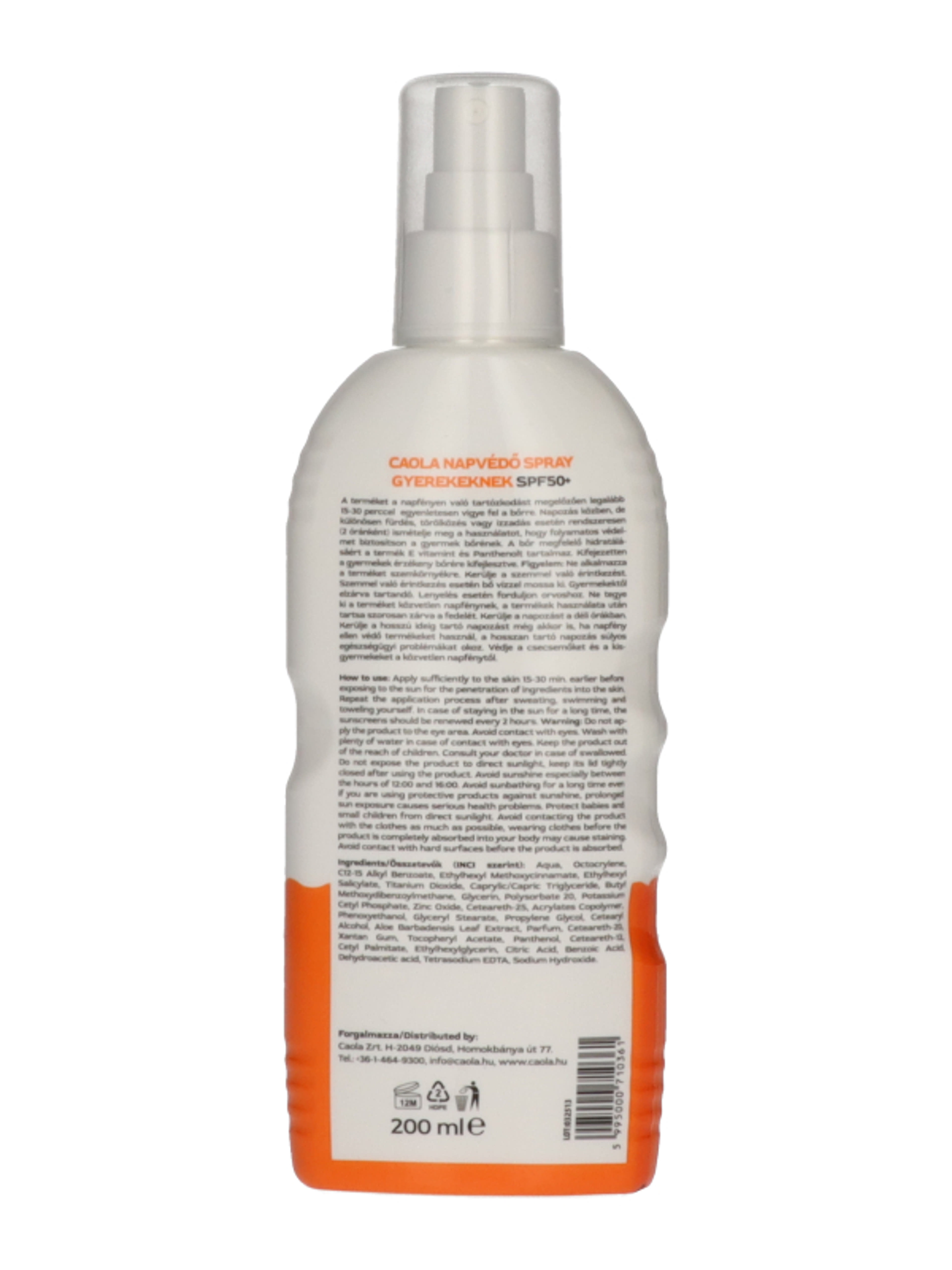 Caola Sun Kids napvédő spray SPF50+ - 200 ml-2