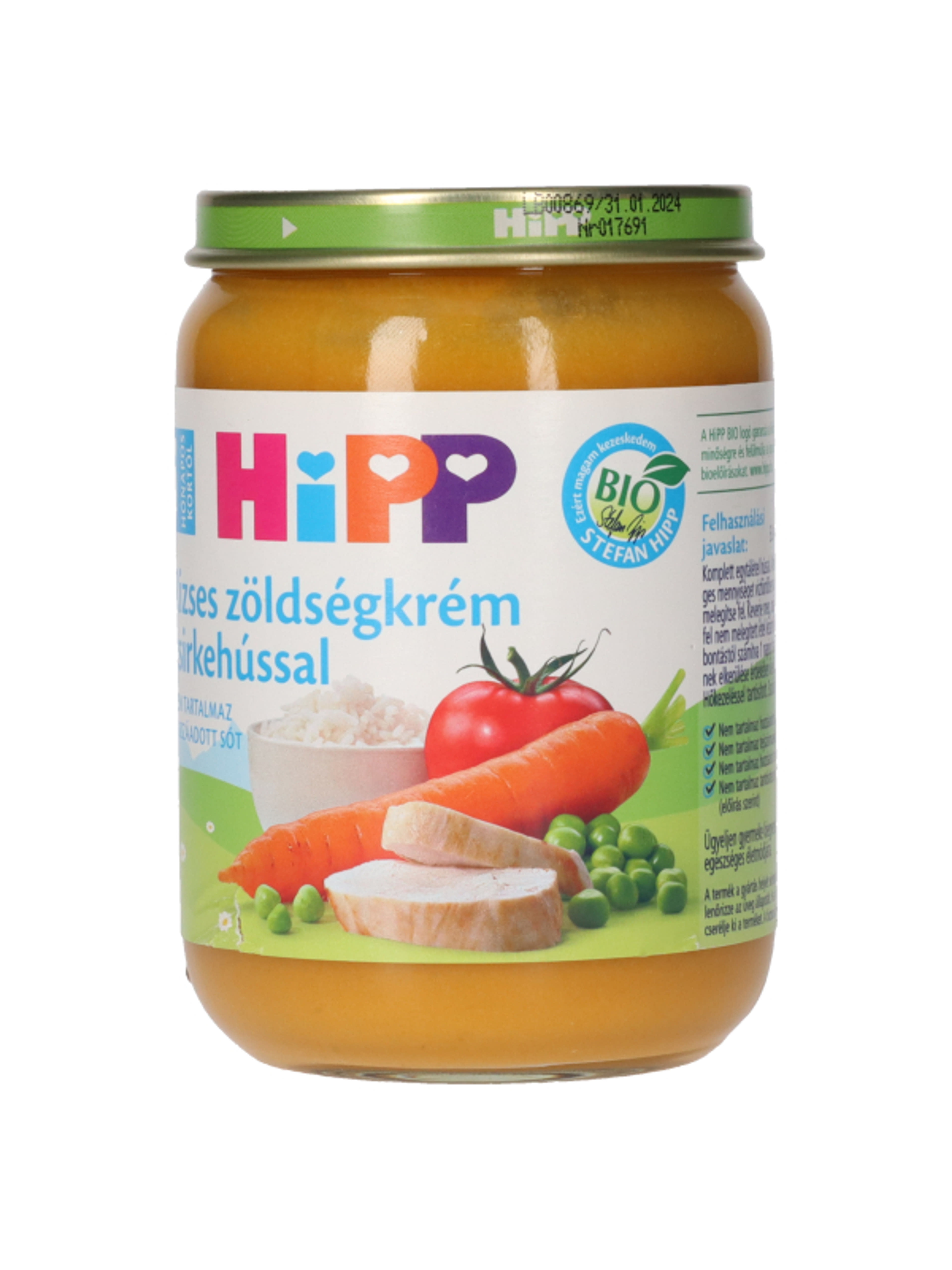 Hipp Bio Bébiétel Zöldséges Rizs Csirkehússal 5 Hónapos Kortól - 190 g-3
