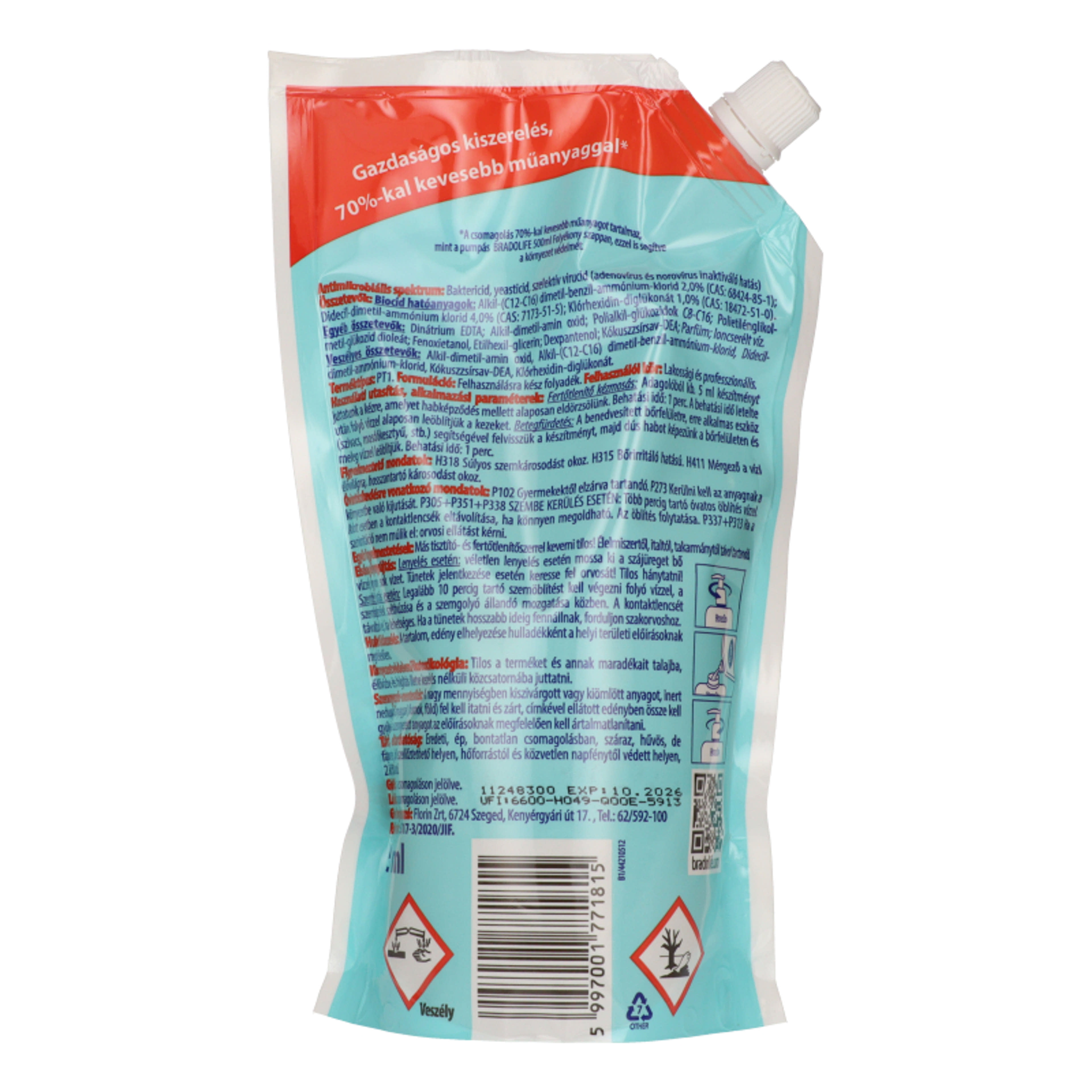 Bradolife fertőtlenítő folyékony szappan utántöltő - 500 ml-5