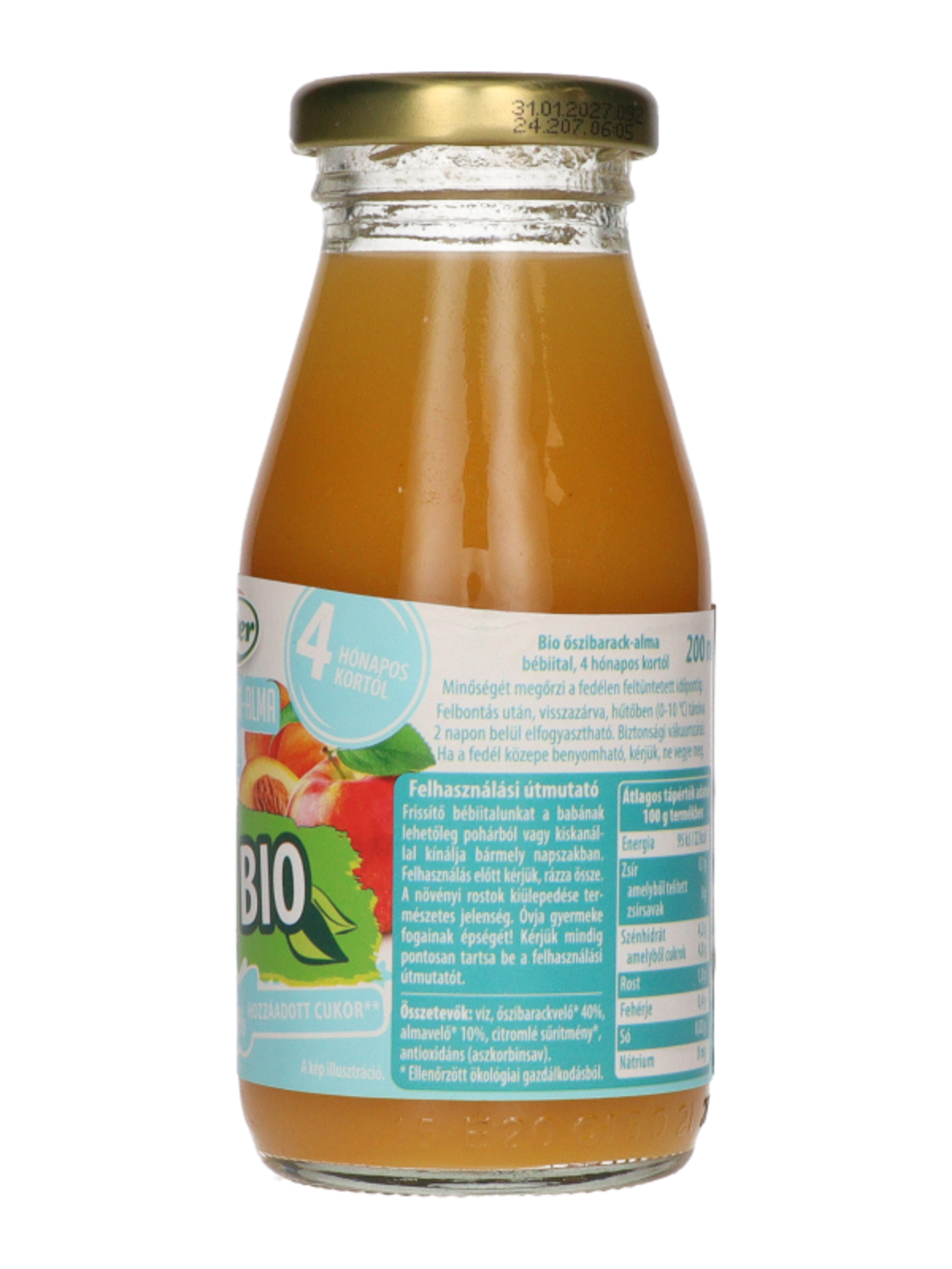 Univer Bio őszibarack, alma babaital 4 hónapos kortól - 200 ml-4