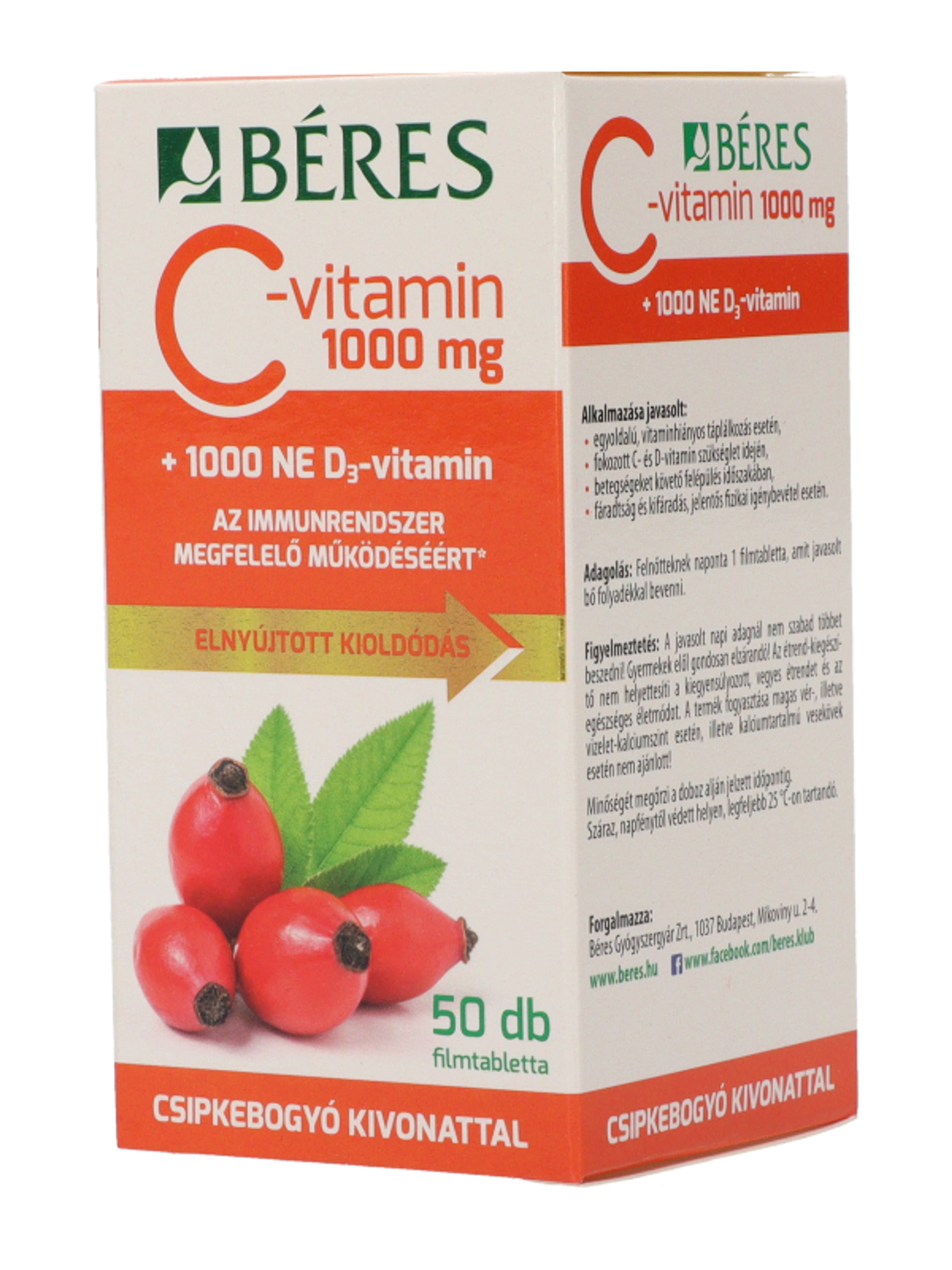 Béres C-Vitamin Csipkebogyó +D3 Filmtabletta - 50 db-4