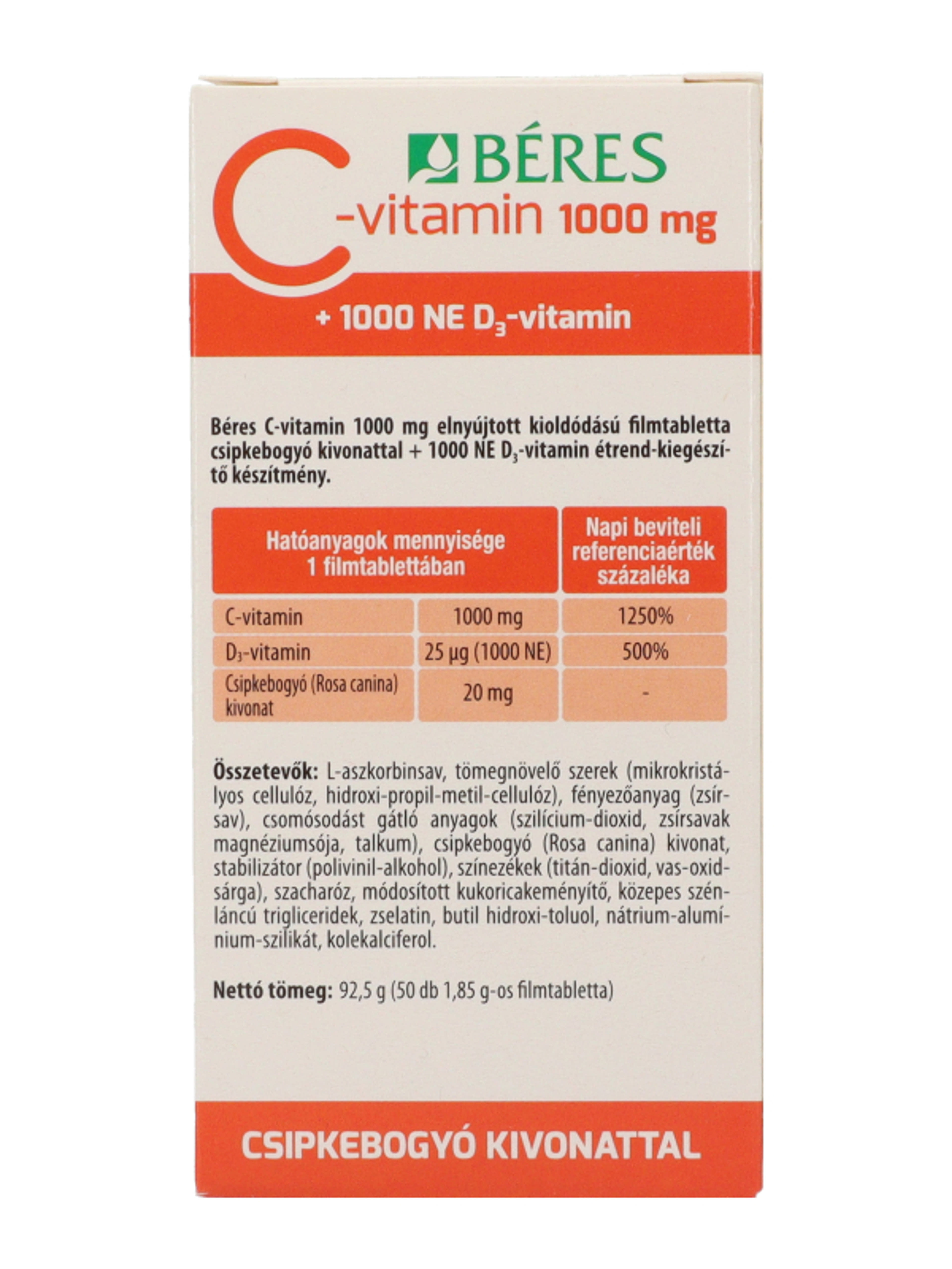Béres C-Vitamin Csipkebogyó +D3 Filmtabletta - 50 db-5