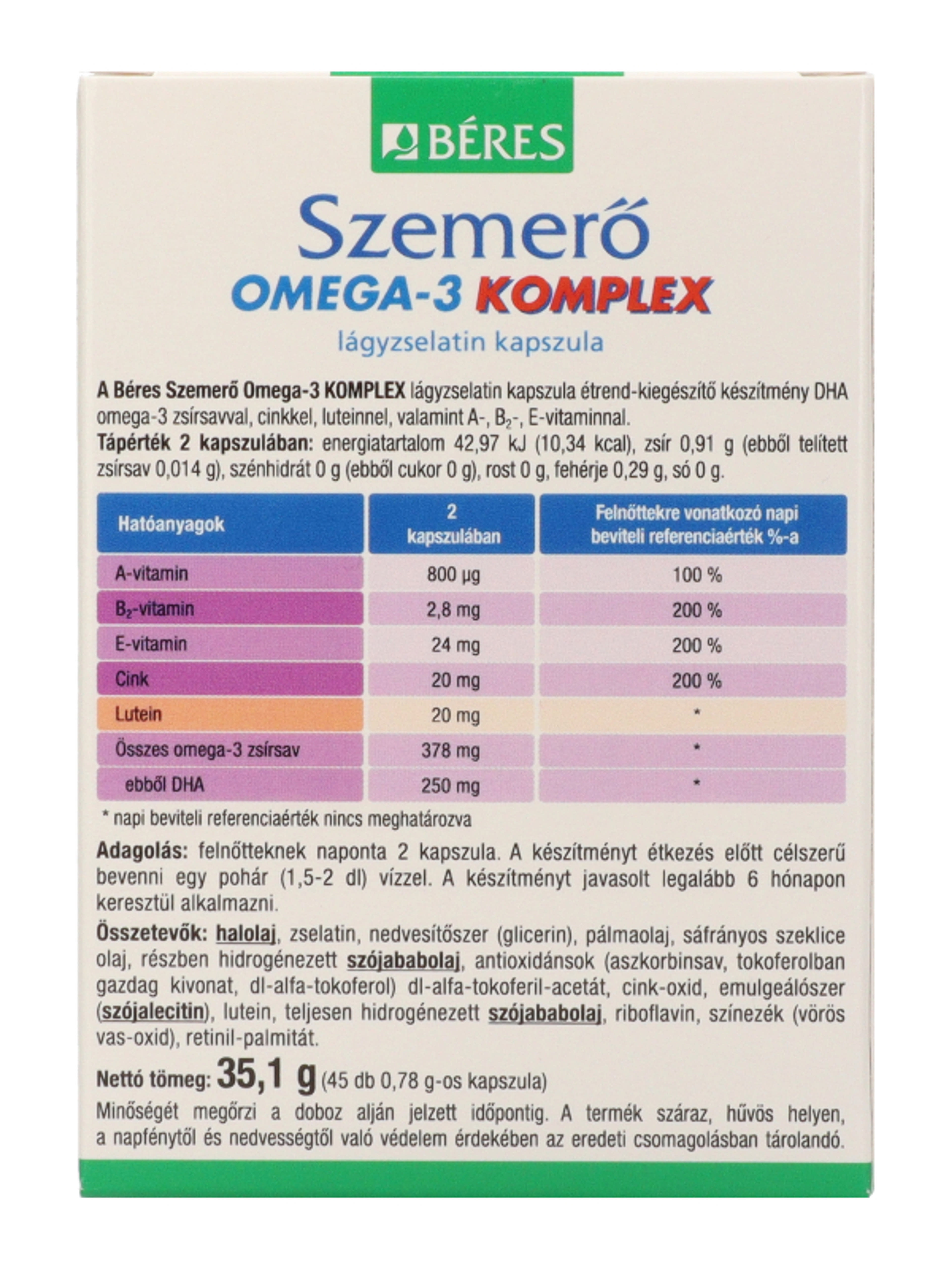 Béres szemerő omega-3 komplex - 45 db-5