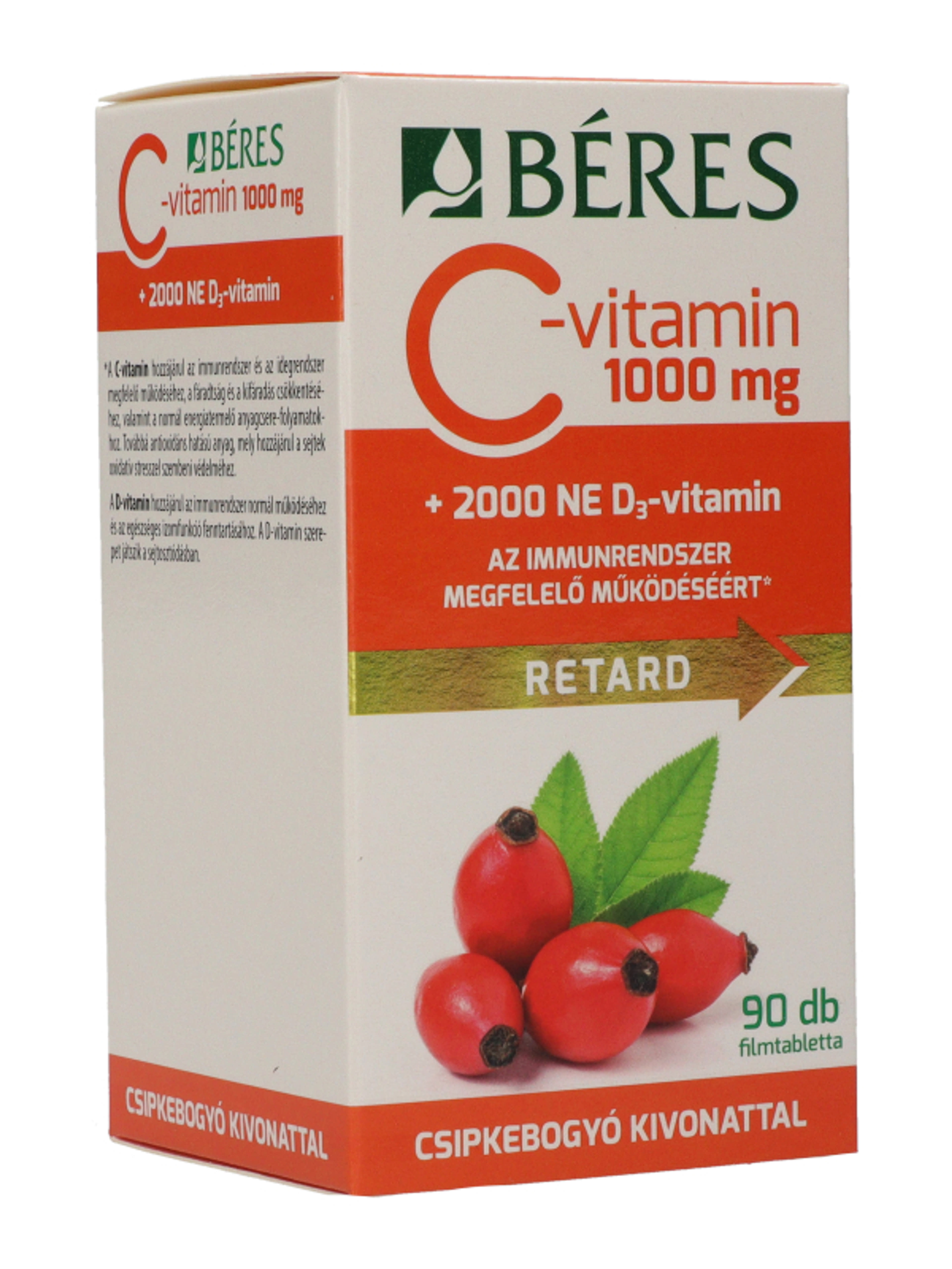 Béres C-vitamin 1000mg Retard filmtabletta csipkebogyó+ 2000 NE D3-vitamin - 90 db-6