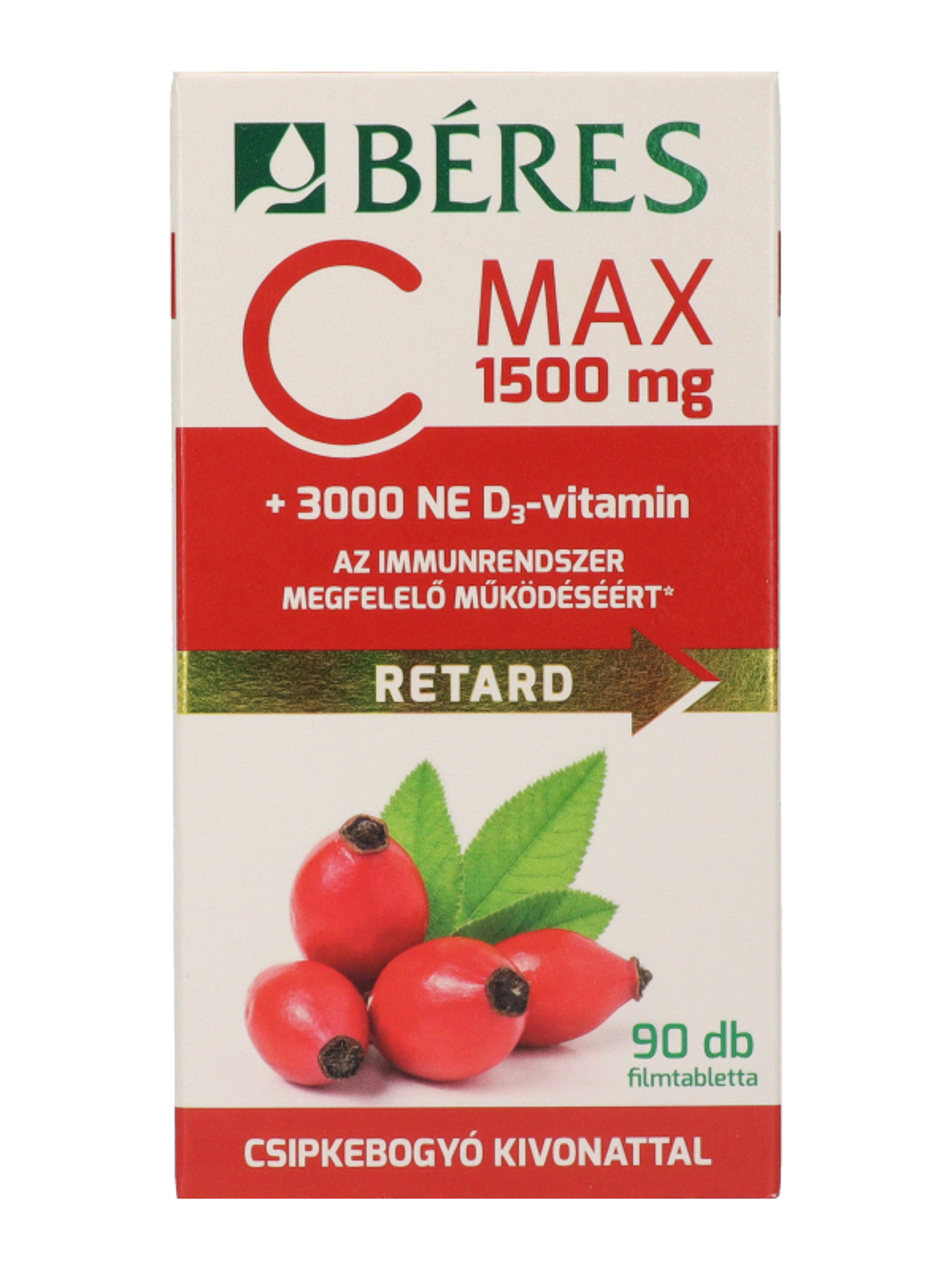 Béres C MAX 1500 mg RETARD csipkebogyó kivonattal + 3000 NE D₃-vitamin filmtabletta - 90 db-3