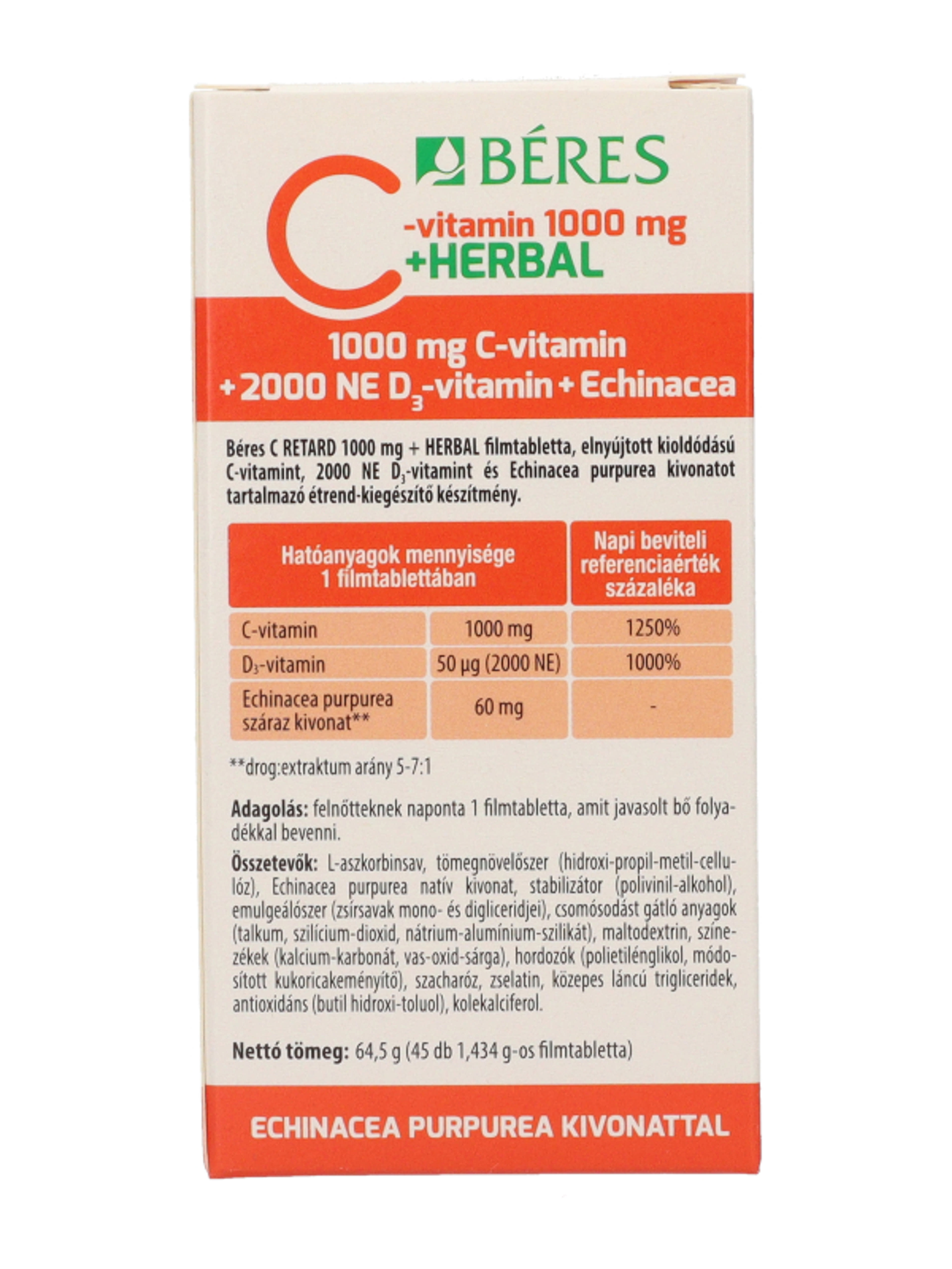 Béres Retard C-vitamin1000 mg +Herbal filmtabletta - 45 db-3
