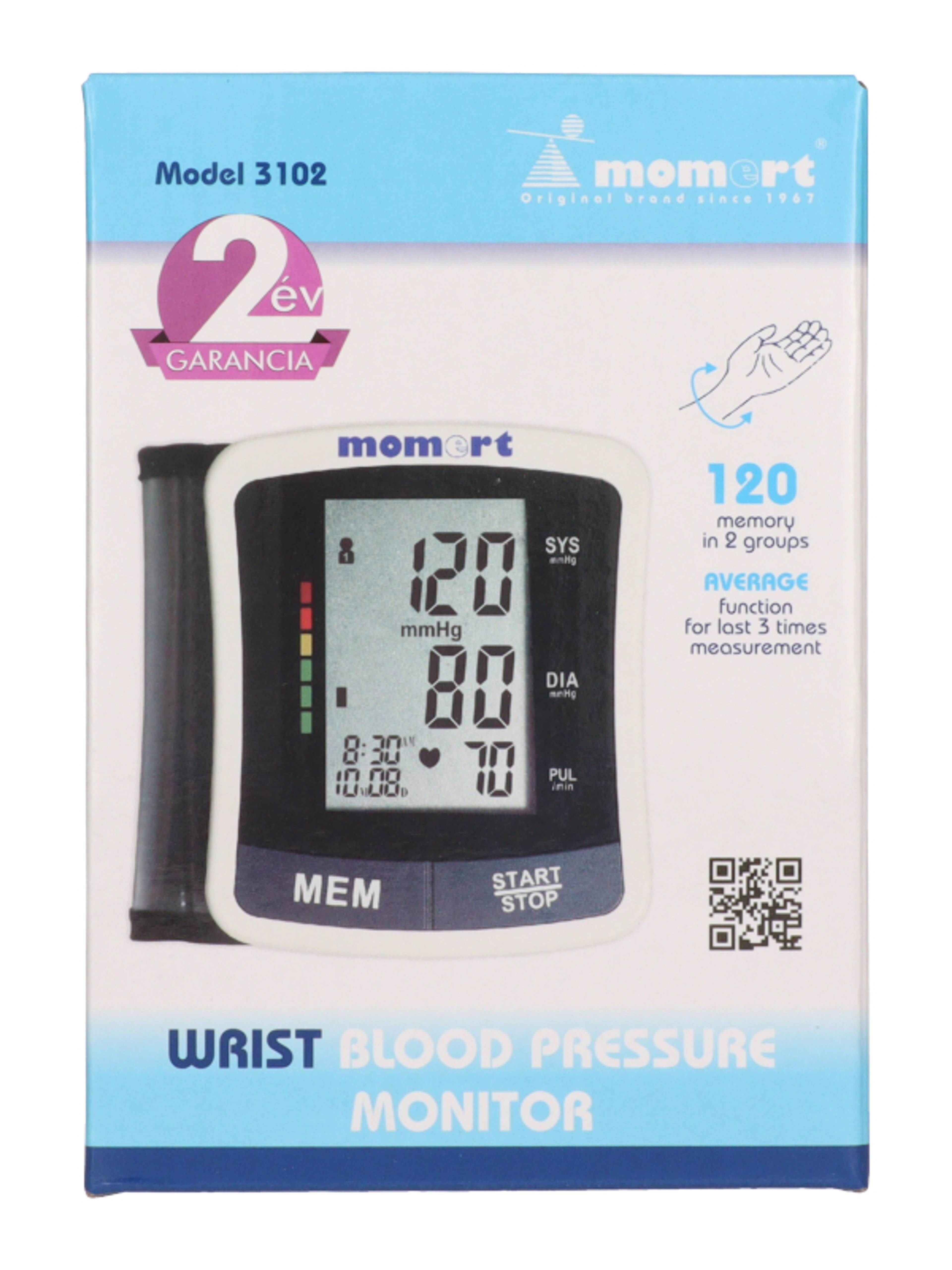 Momert csuklós vérnyomásmérő - 1 db