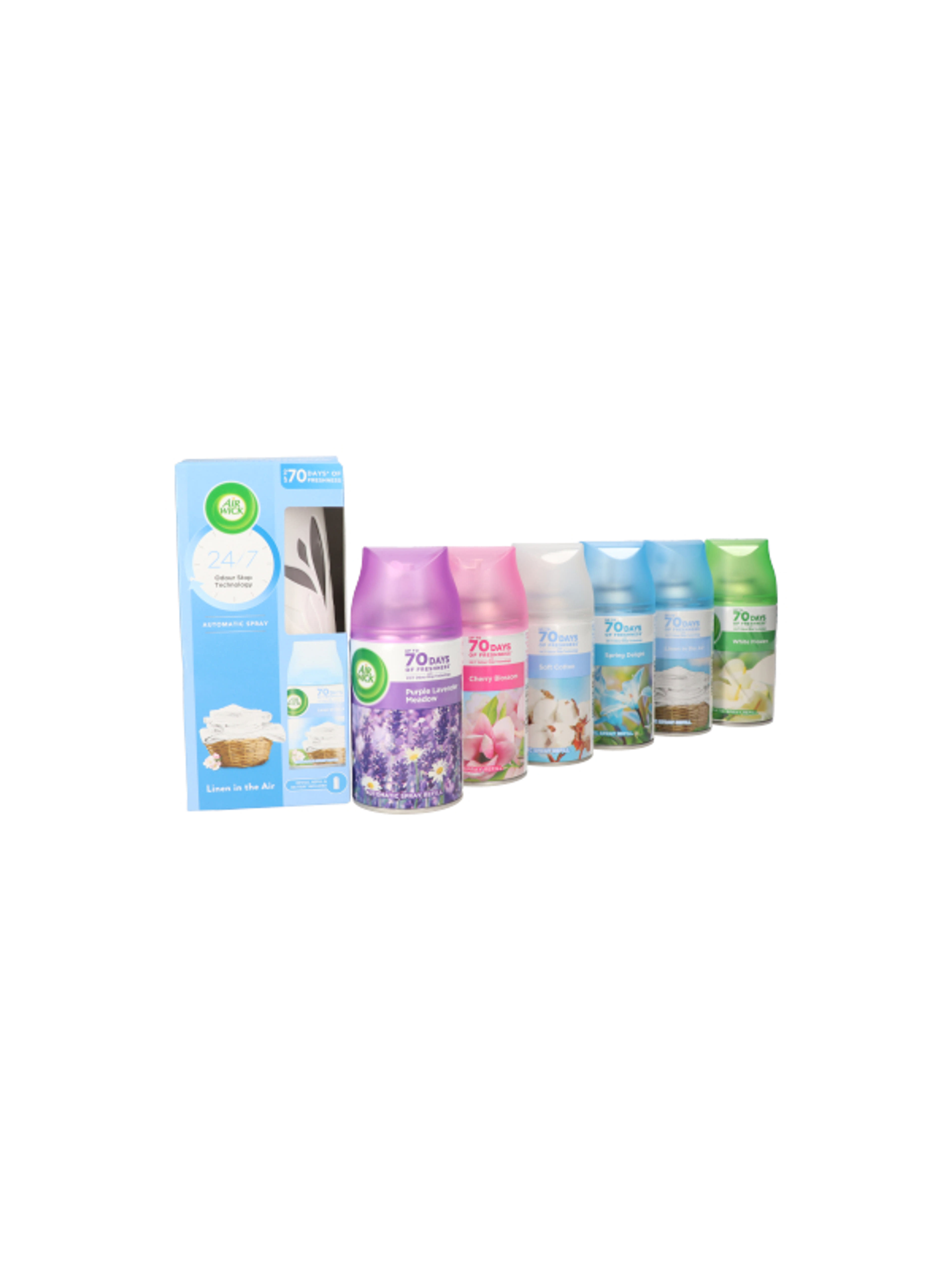 Air Wick Freshmatic Life Scents légfrissítő csomag, 6 db utántöltő (különböző illatokban) + készülék - 1 db