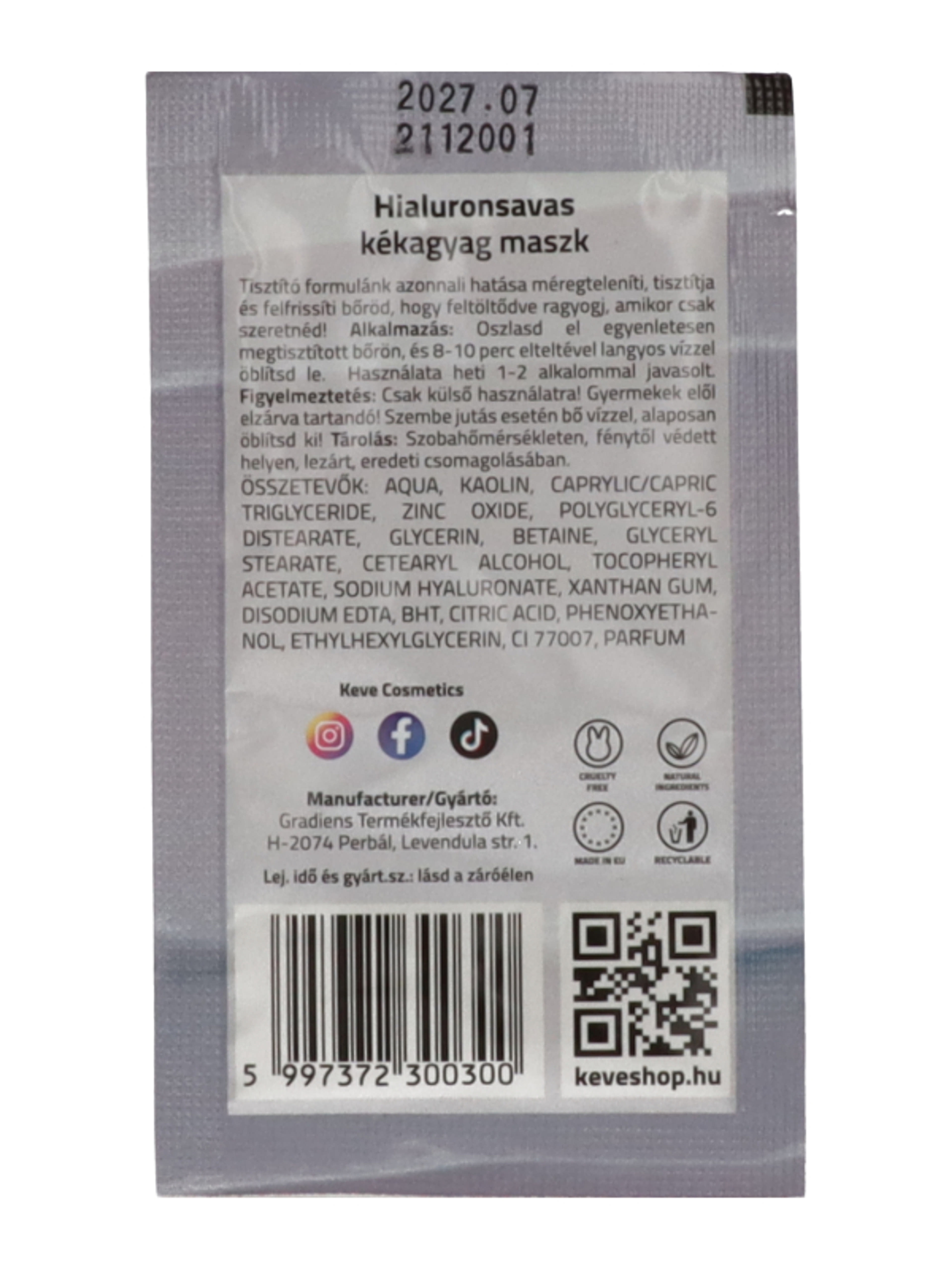 Keve #Mask kék agyagmaszk hialuronsavval - 8 ml-2