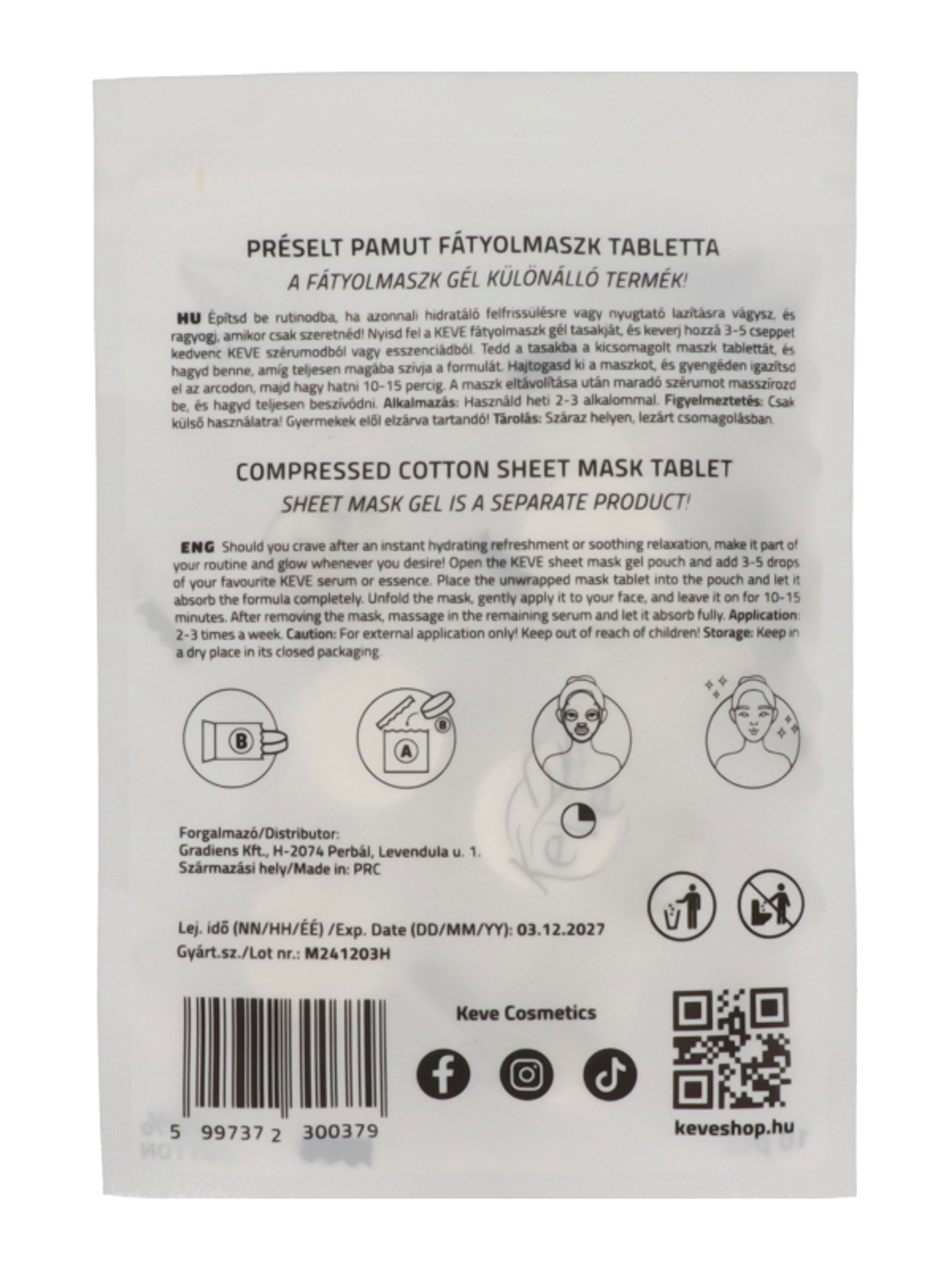 Keve #Mask DIY fátyolmaszk tabletta - 10 db-2