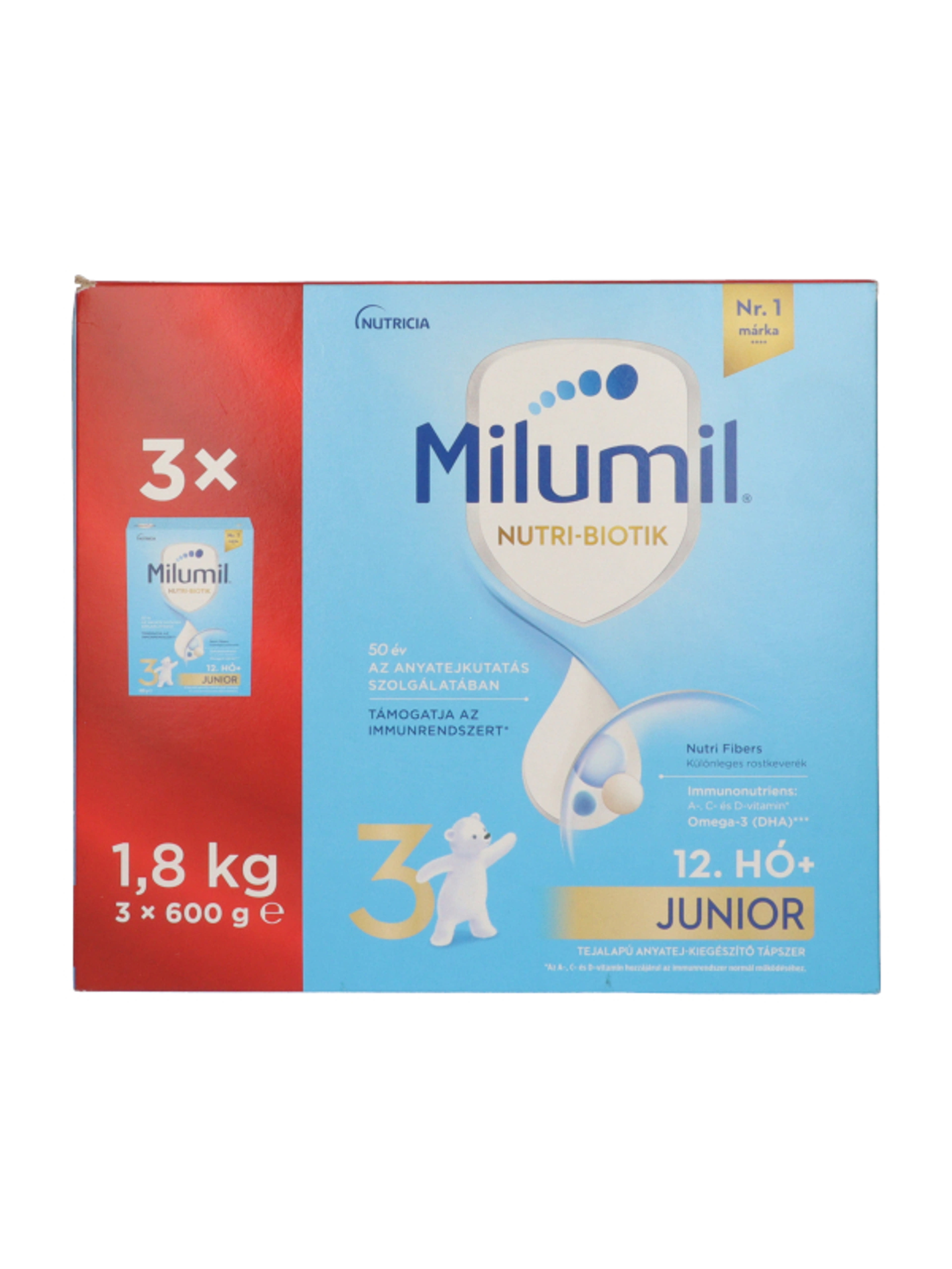 Milumil Nutri-Biotik 3 Junior tejalapú anyatej-kiegészítő tápszer 12 hónapos kortól - 1800 g-1