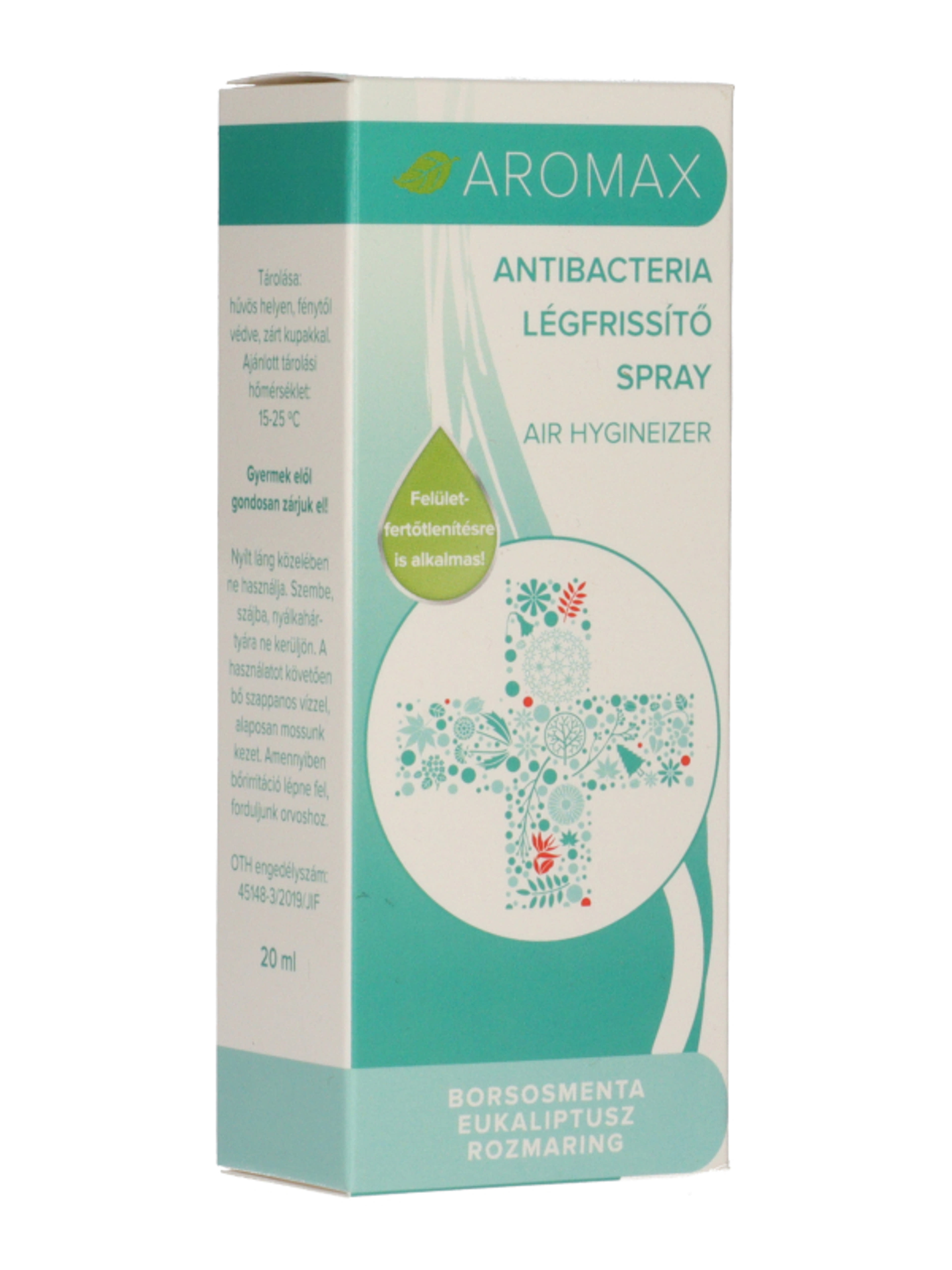Aromax Borsmenat, Eukaliptusz, Rozmaring Antibakteriális Spray - 20 ml-5