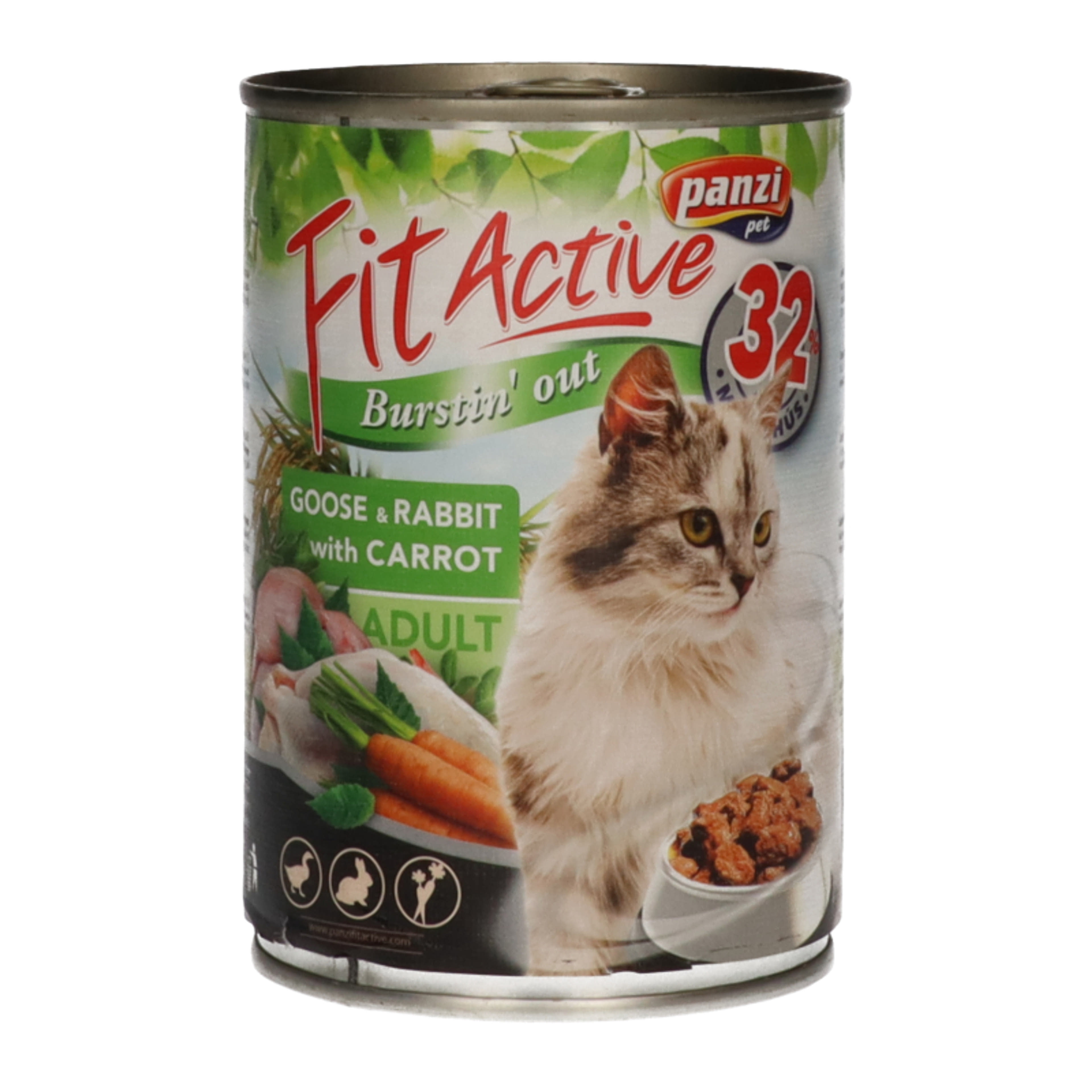 FitActive konzerv macskáknak libával, nyúllal és répával - 415 g