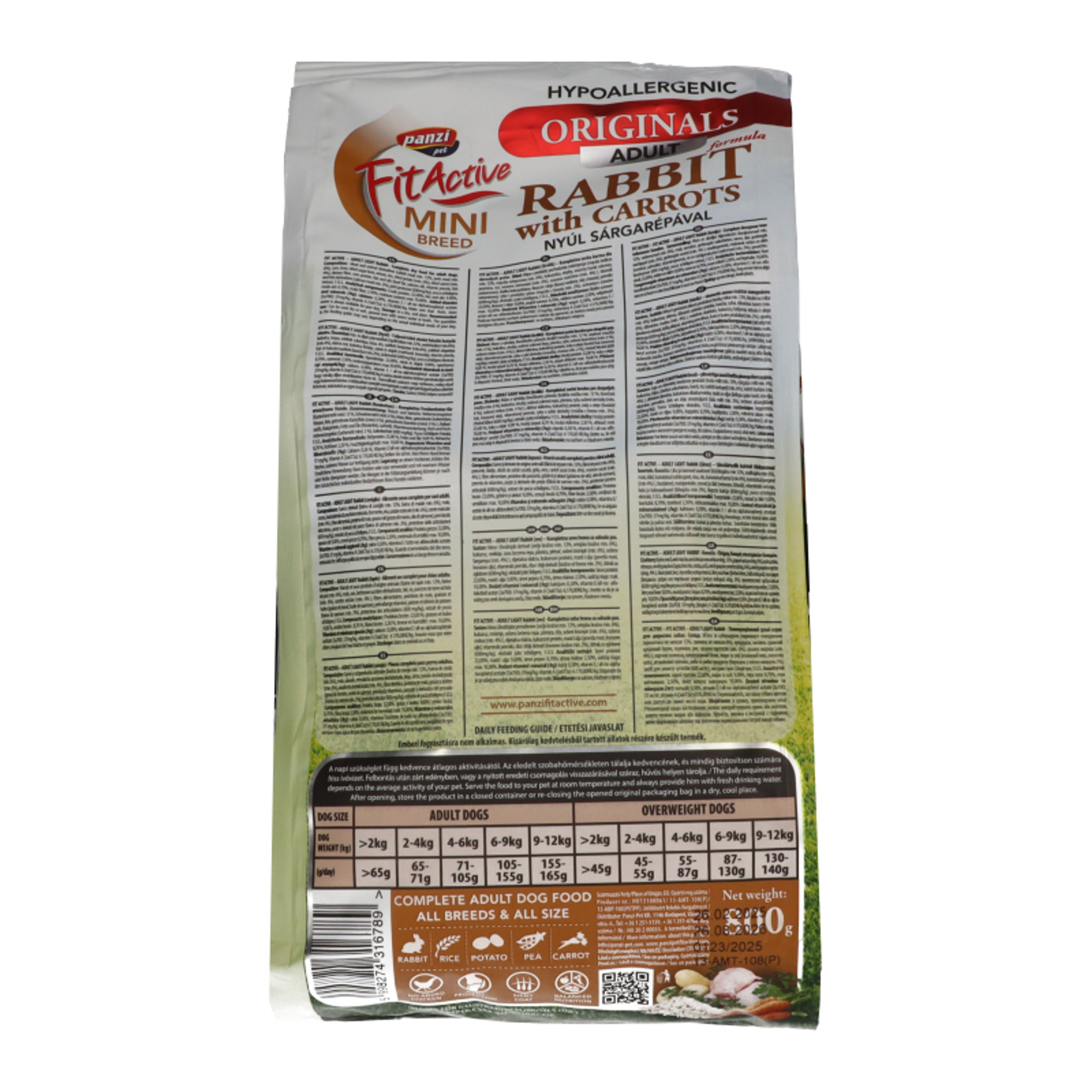 FitActive Originals Adult Mini Hypoallergenic nyúl szárazeledel kutyák részére - 800 g-3