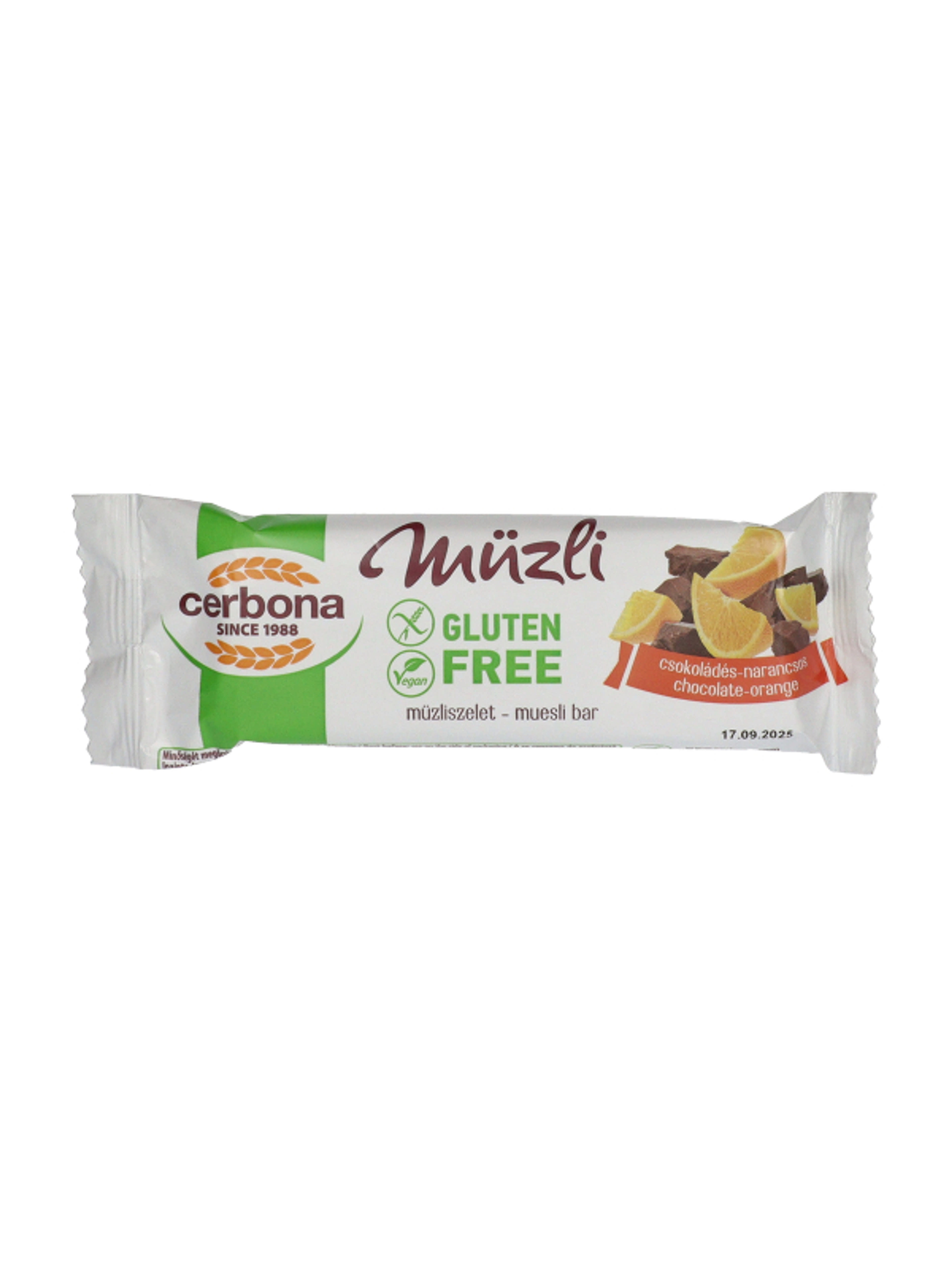 Cerbona gluténmentes csokoládés, narancsos szelet - 35 g-3