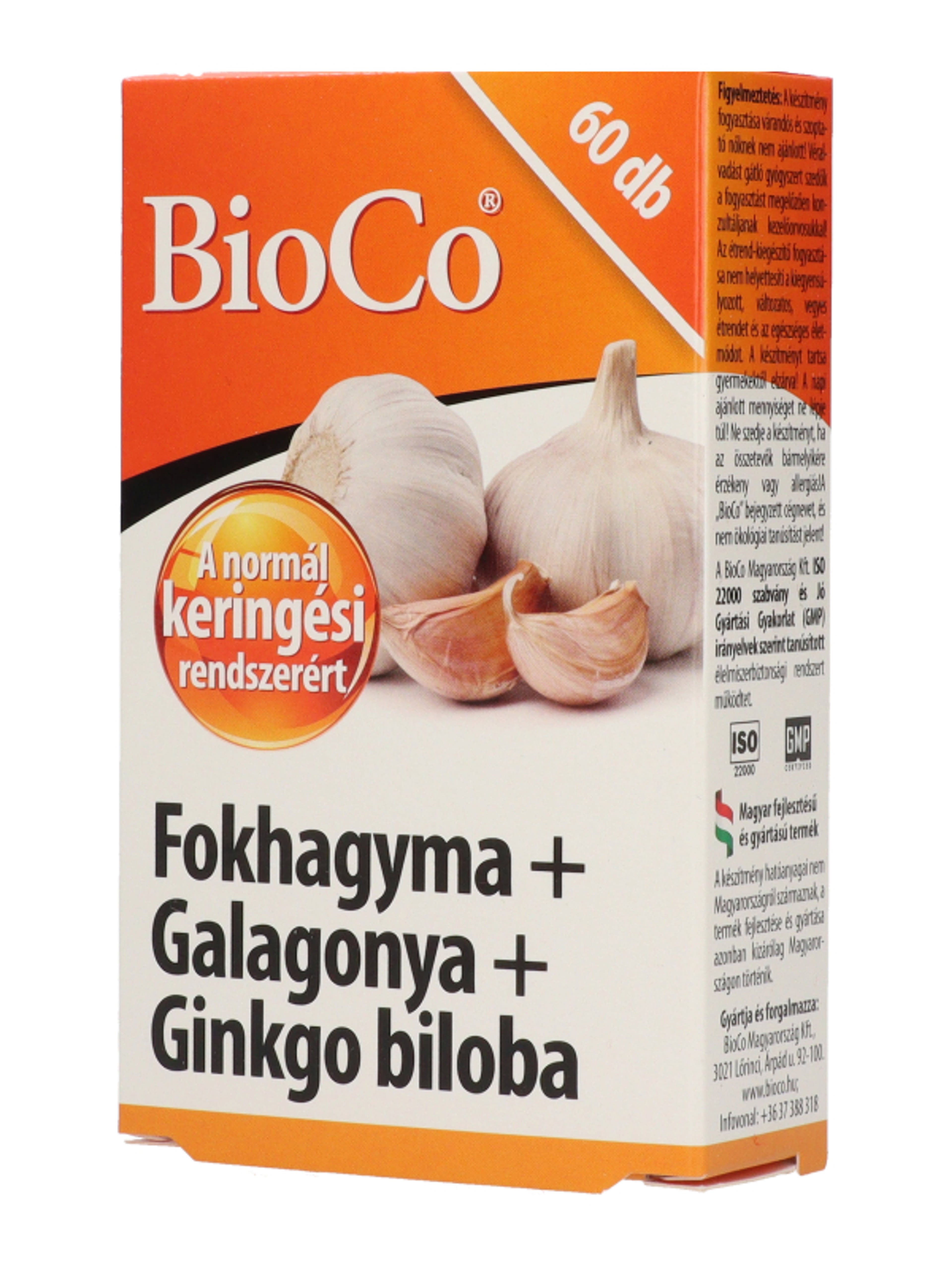 BioCo Fokhagyma+ Galagonya+ Ginko Biloba Kapszula - 60 db-4