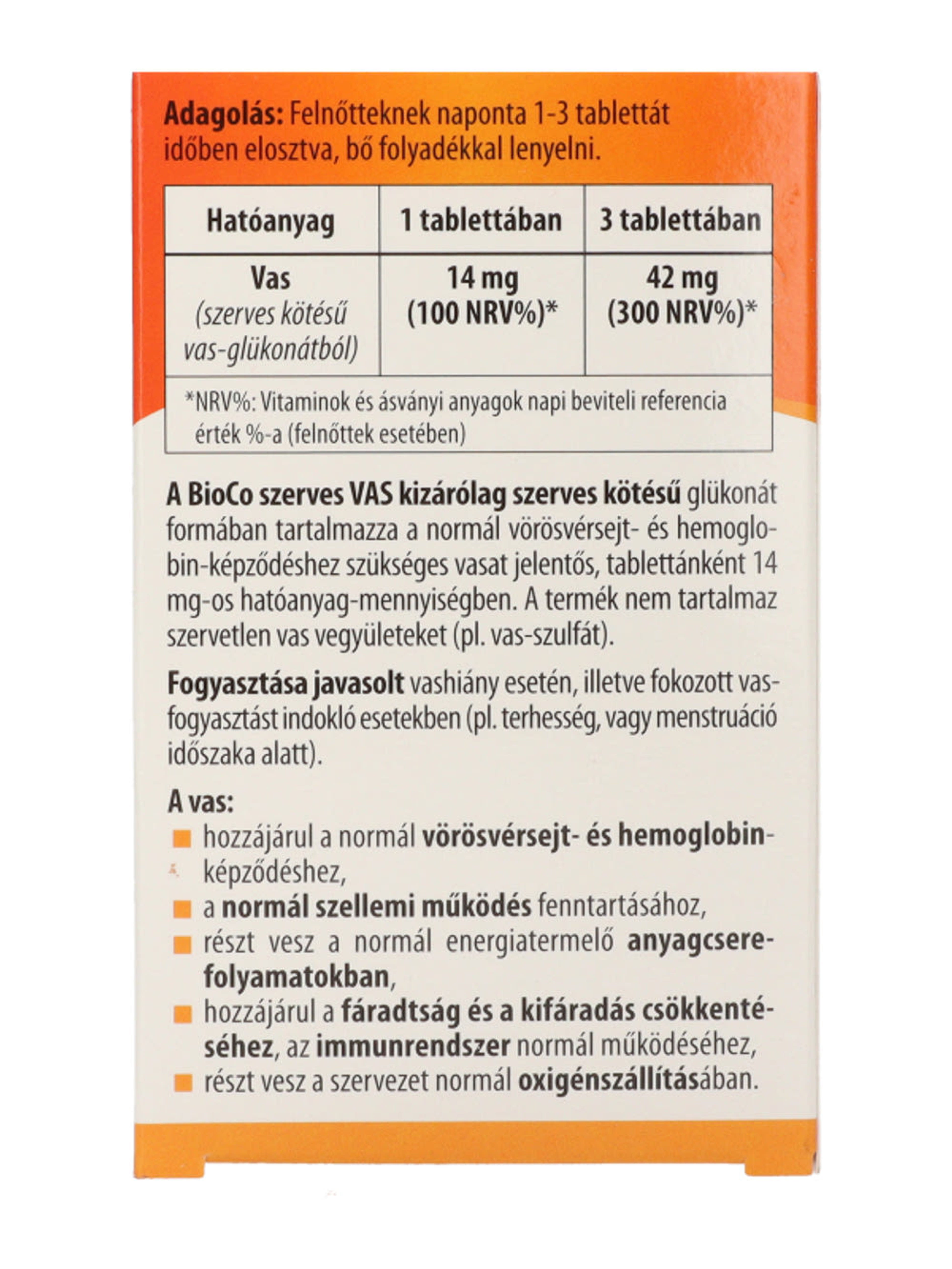 BioCo szerves vas étrend-kiegészítő tabletta - 90 db-7