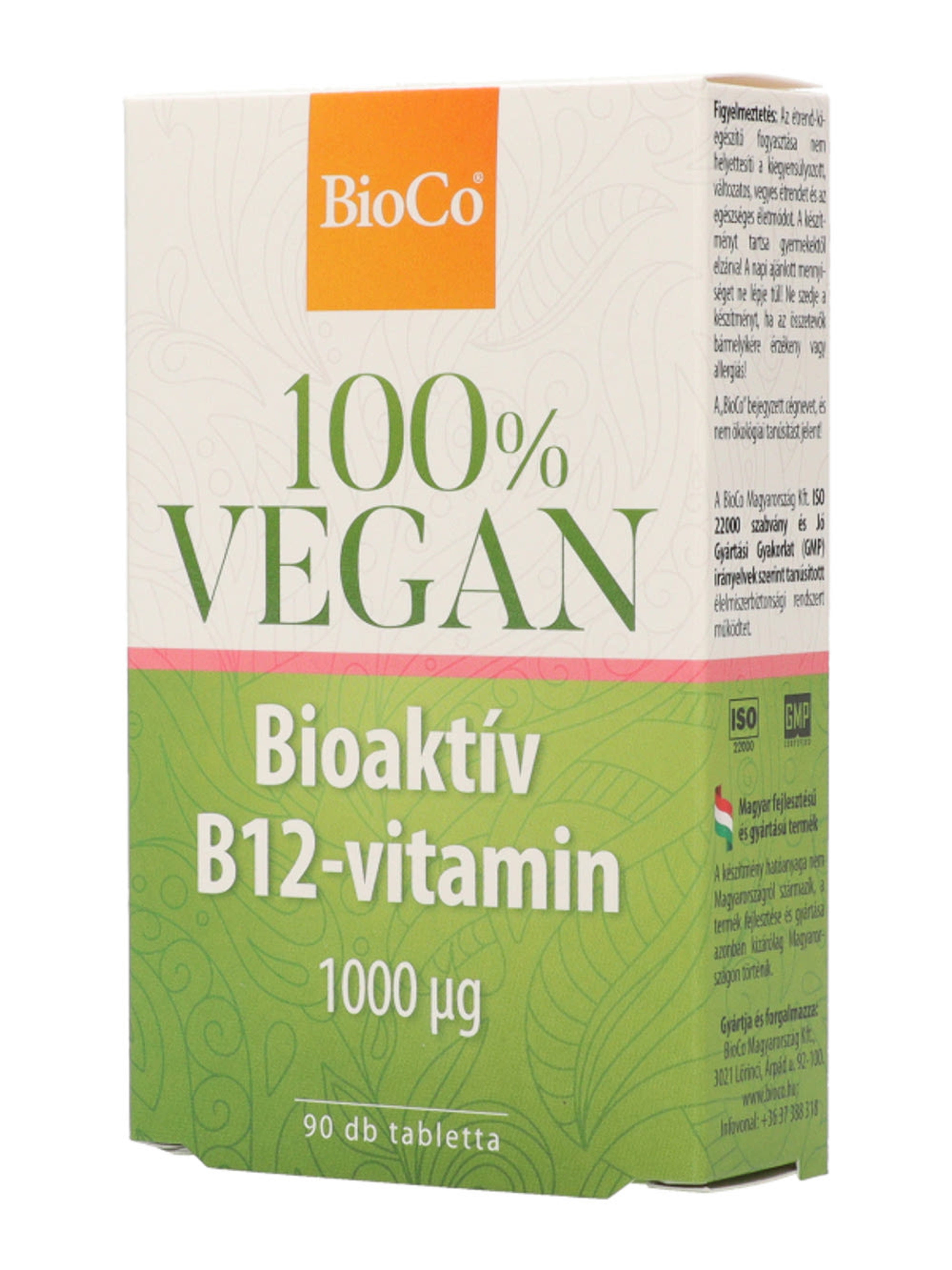 BioCo Vegan Bioaktív B12-vitamin 1000 μg étrend-kiegészítő tabletta - 90 db-6