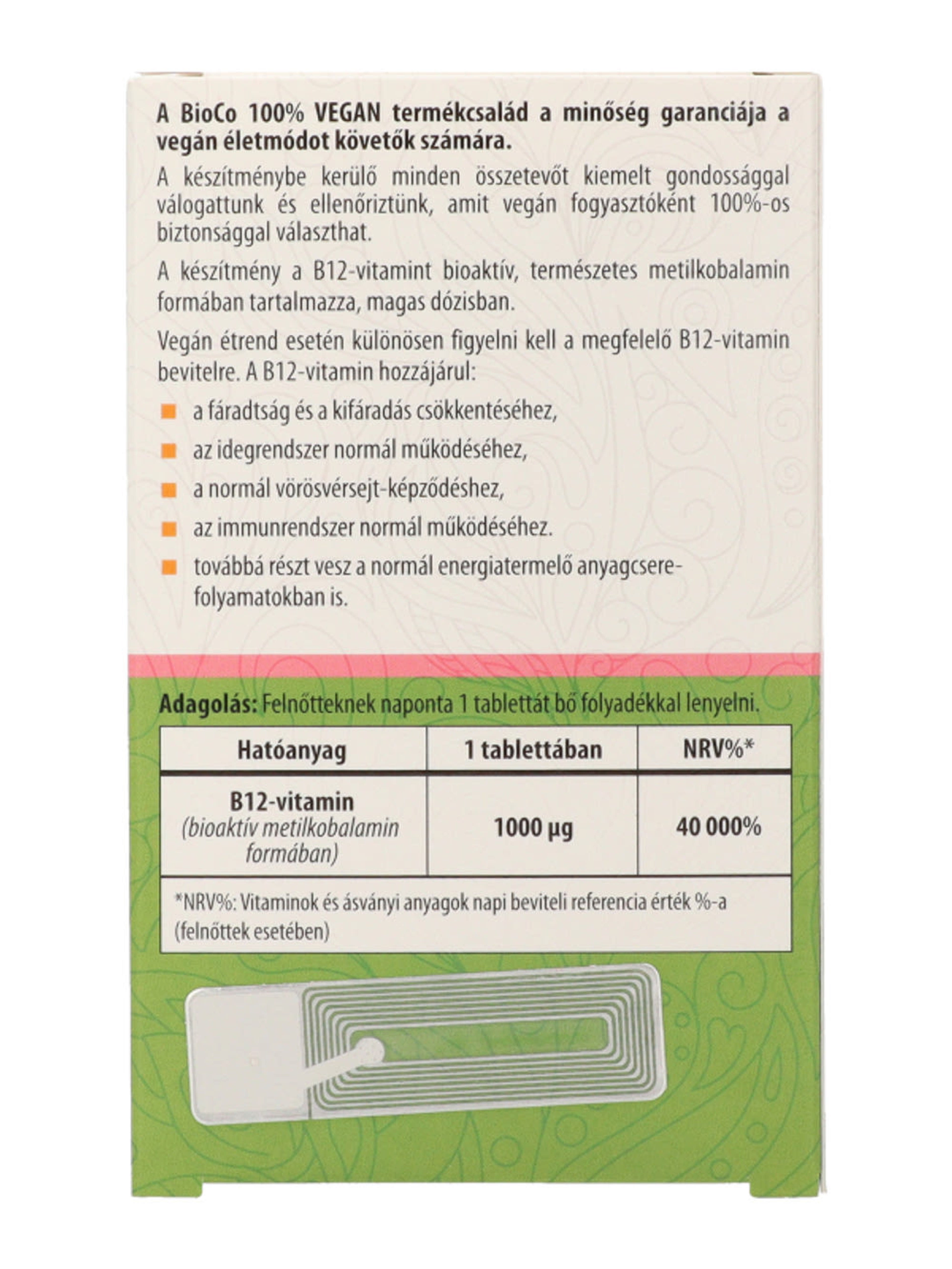 BioCo Vegan Bioaktív B12-vitamin 1000 μg étrend-kiegészítő tabletta - 90 db-7