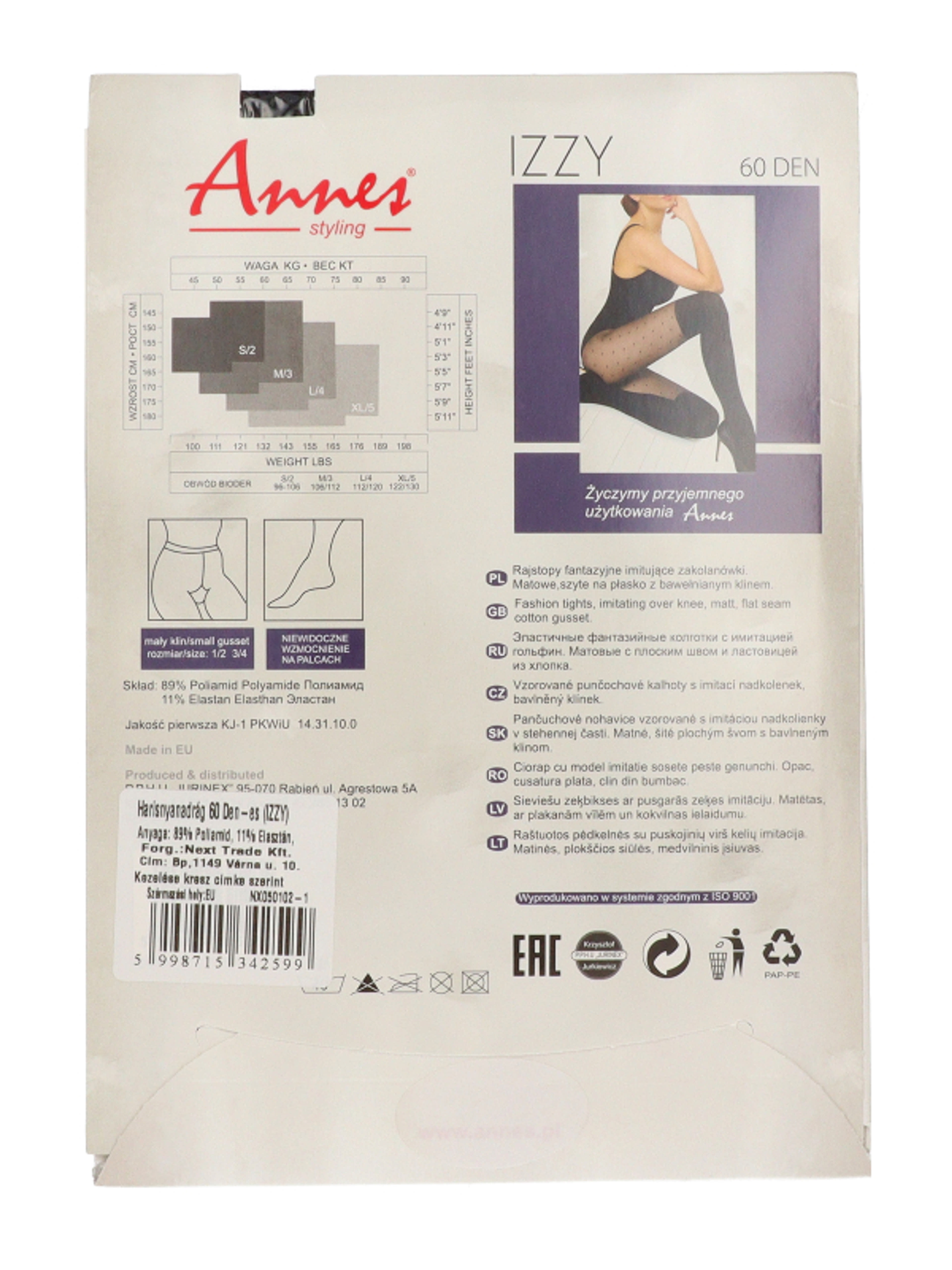 Annes Izzy harisnya 60 den 1/2-es méret /fekete - 1 db-3