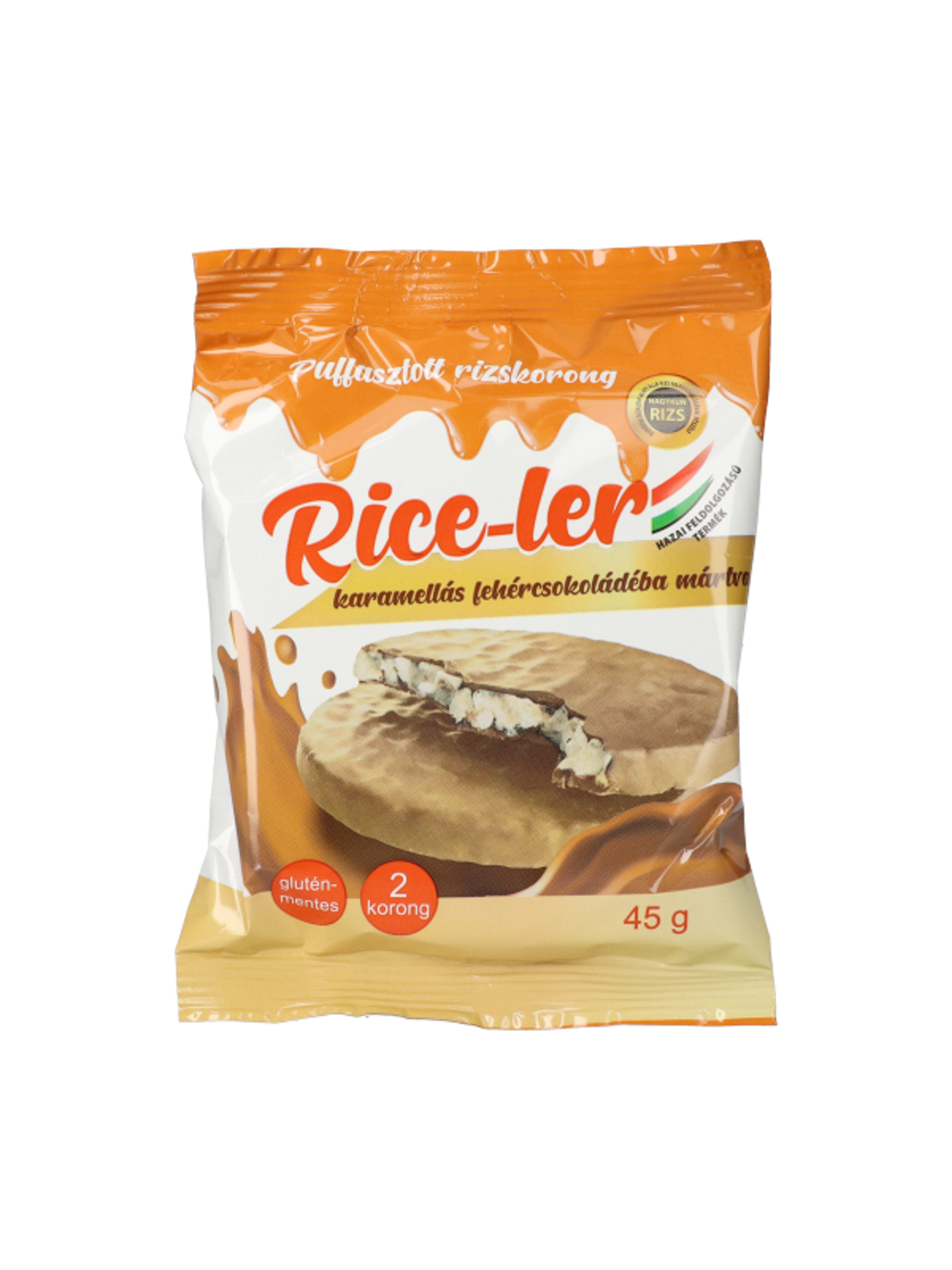 Rice-ler puffasztott rizskorong karamellás fehércsokival - 45 g