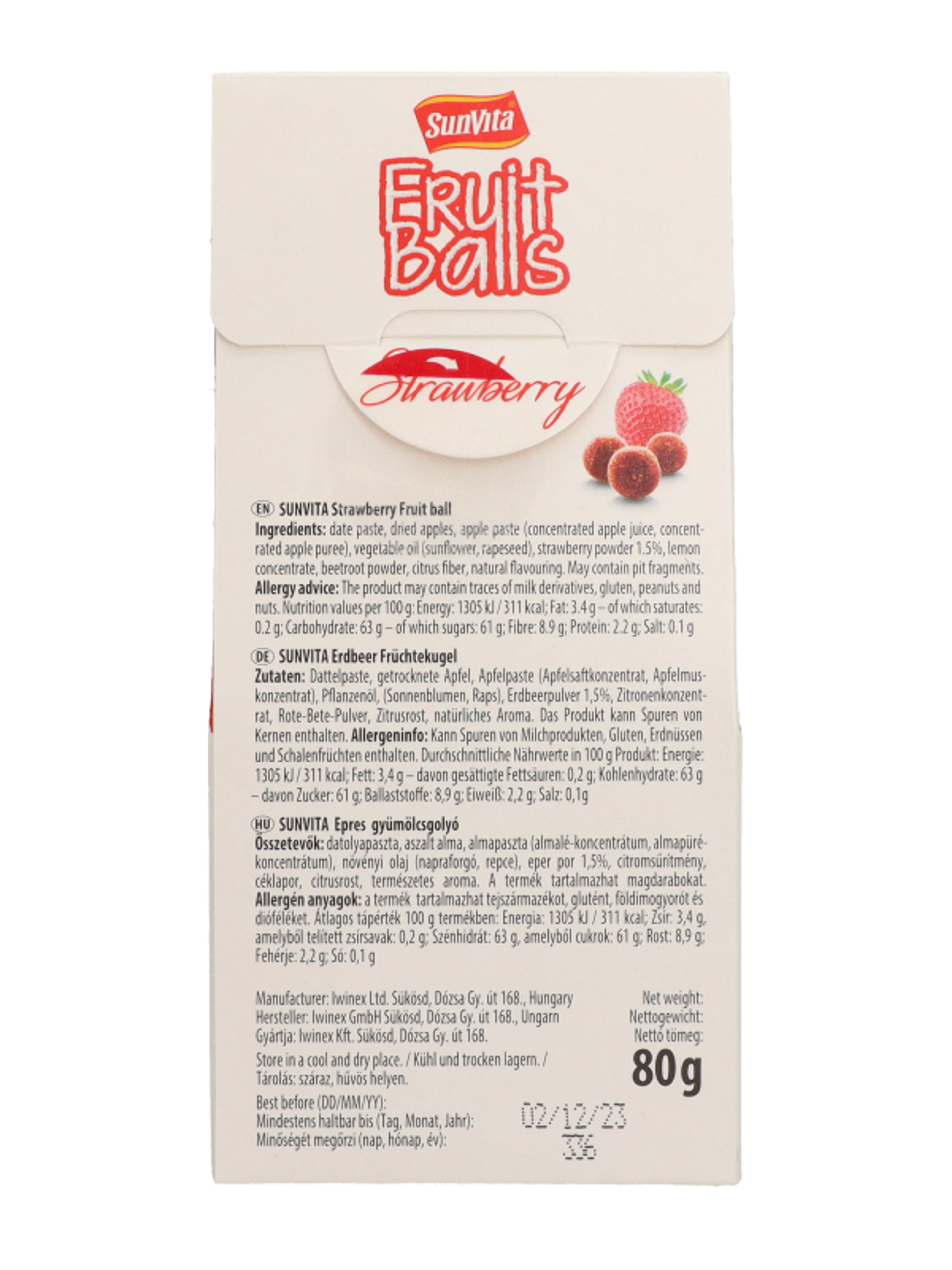 Sunvita epres gyümölcsgolyó eperpor borításban - 1 db-4