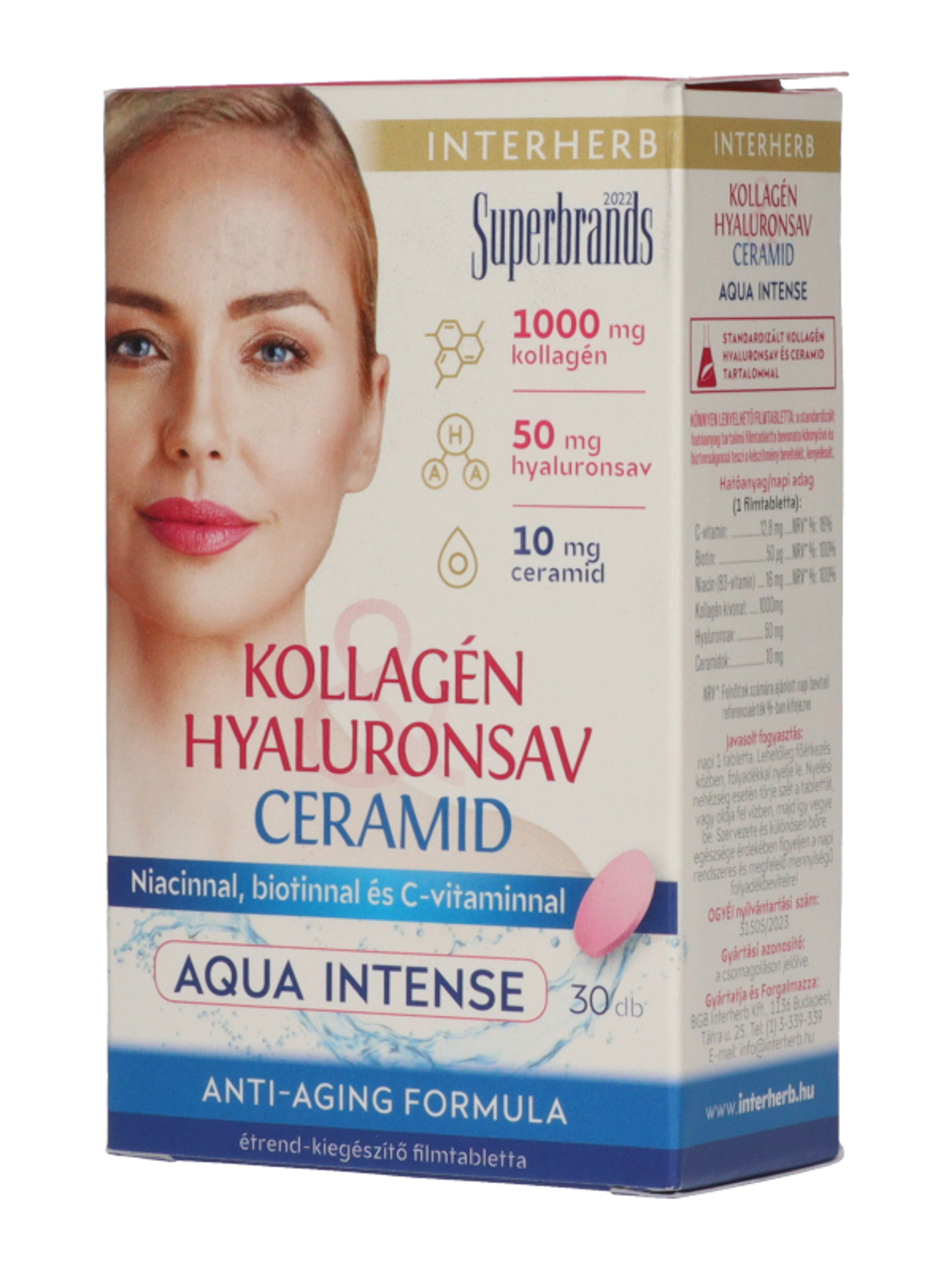 Interherb Kollagén&Hyaluronsav&Ceramid Aqua Intense tabletta - 30 db-2