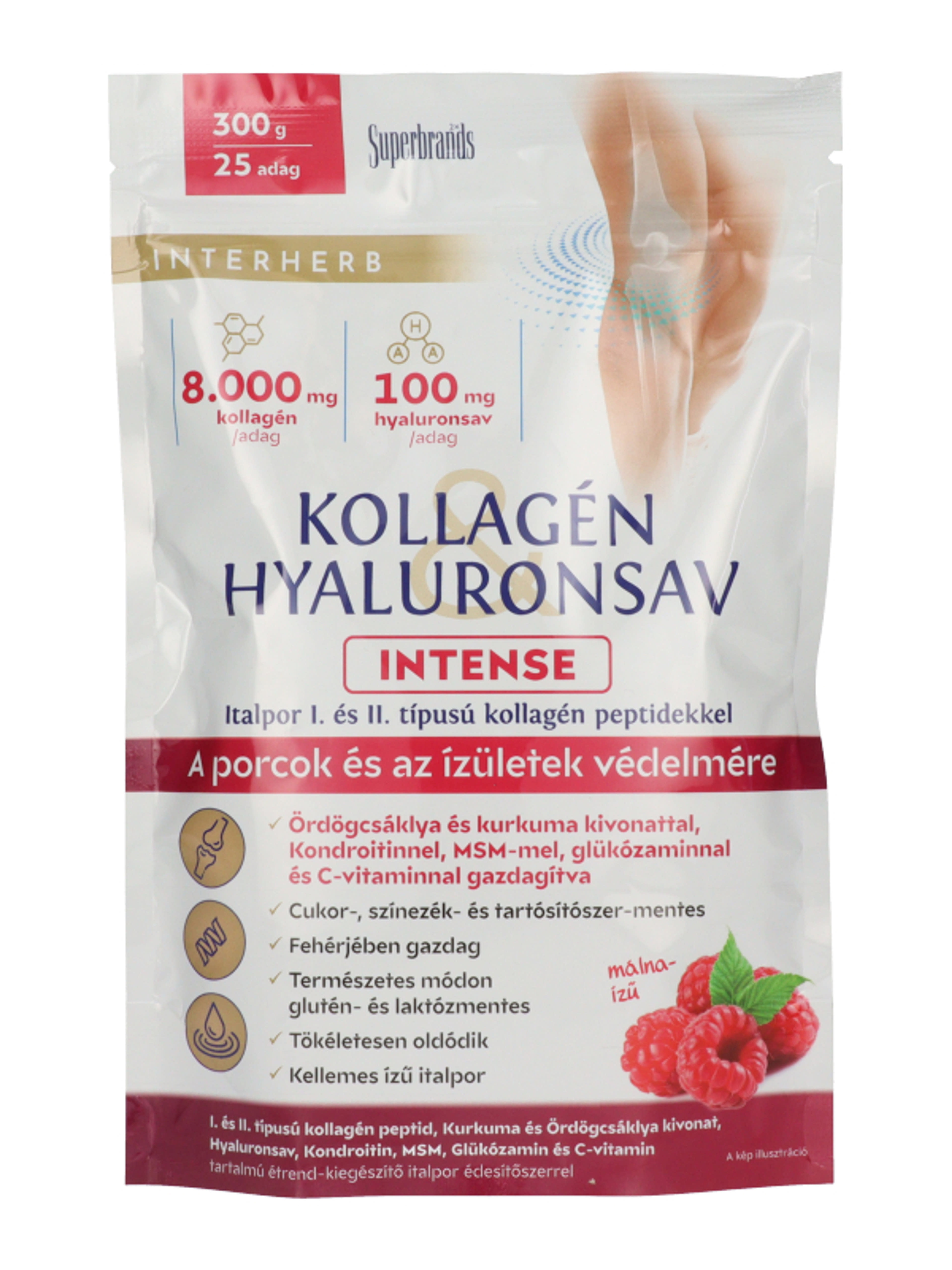 Interherb Kollagén & Hyaluron porcépítő italpor málna ízzel - 300 g-2
