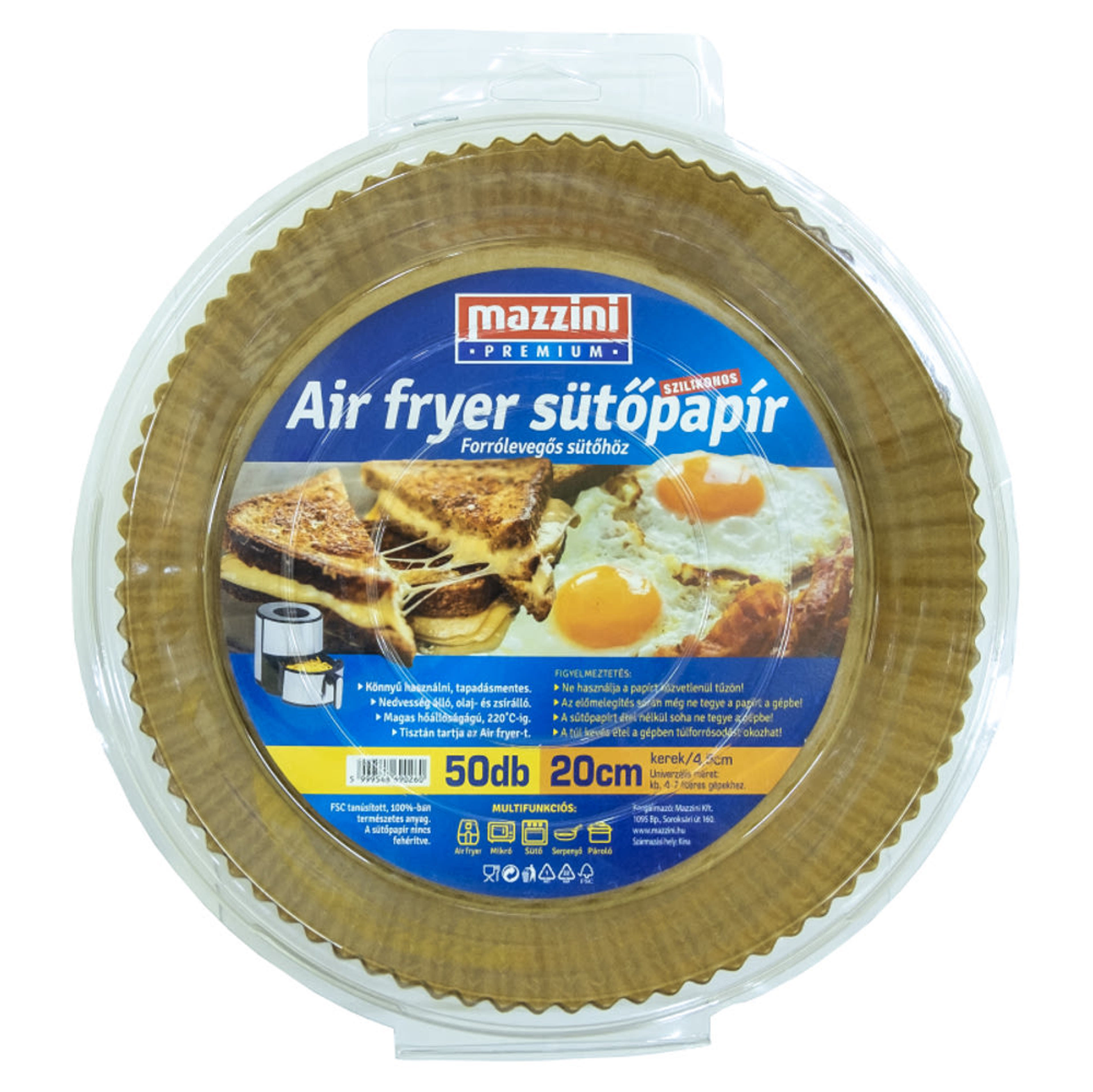 Mazzini Air Fryer sütőpapír 20 cm - 50 db