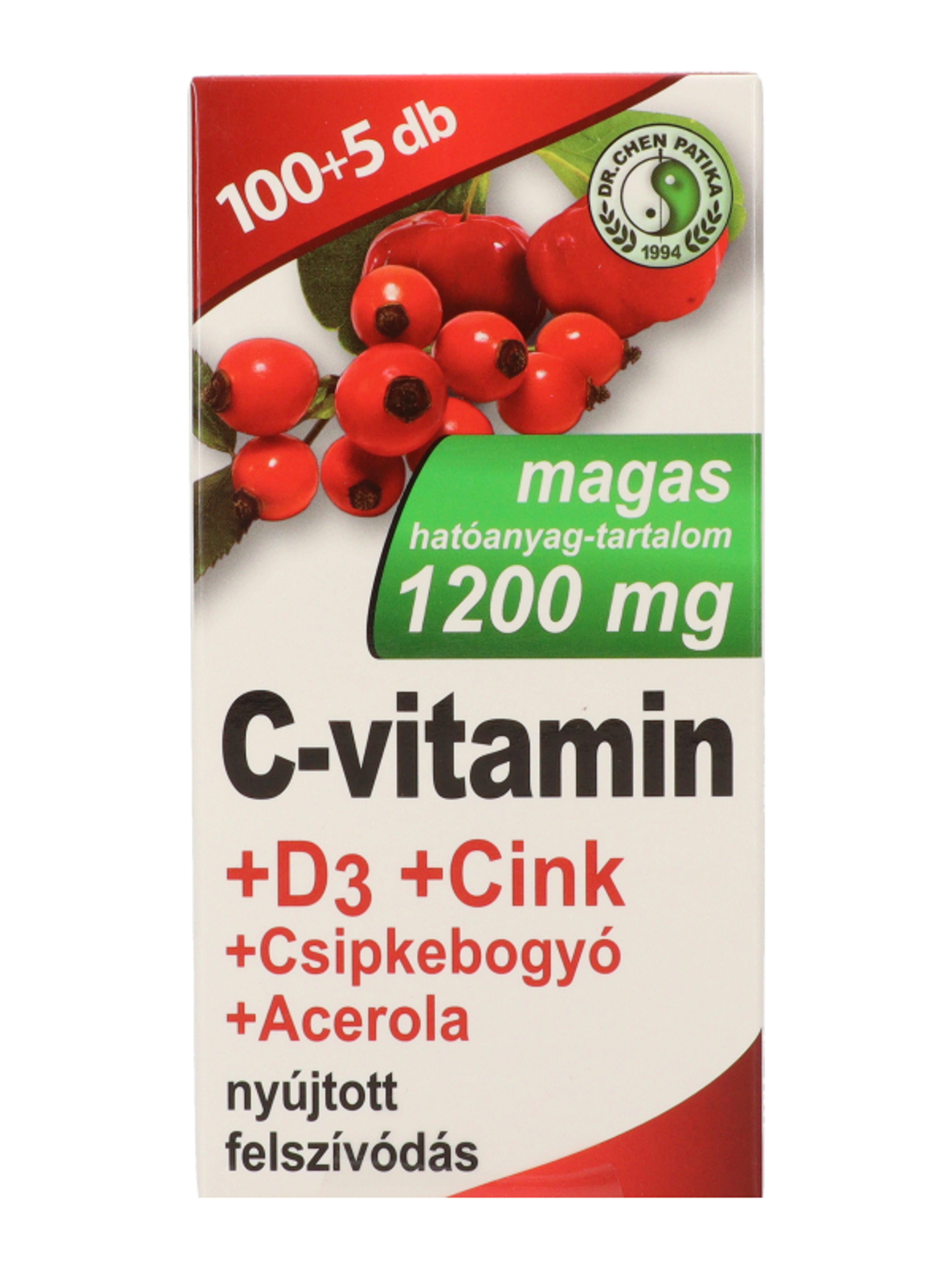 Dr.Chen Patika C-Vitamin 1200mg+ D3+ Cink +Csipkebogyó+ Acerola Nyújtott Hatású Filmtabletta - 105 db-2
