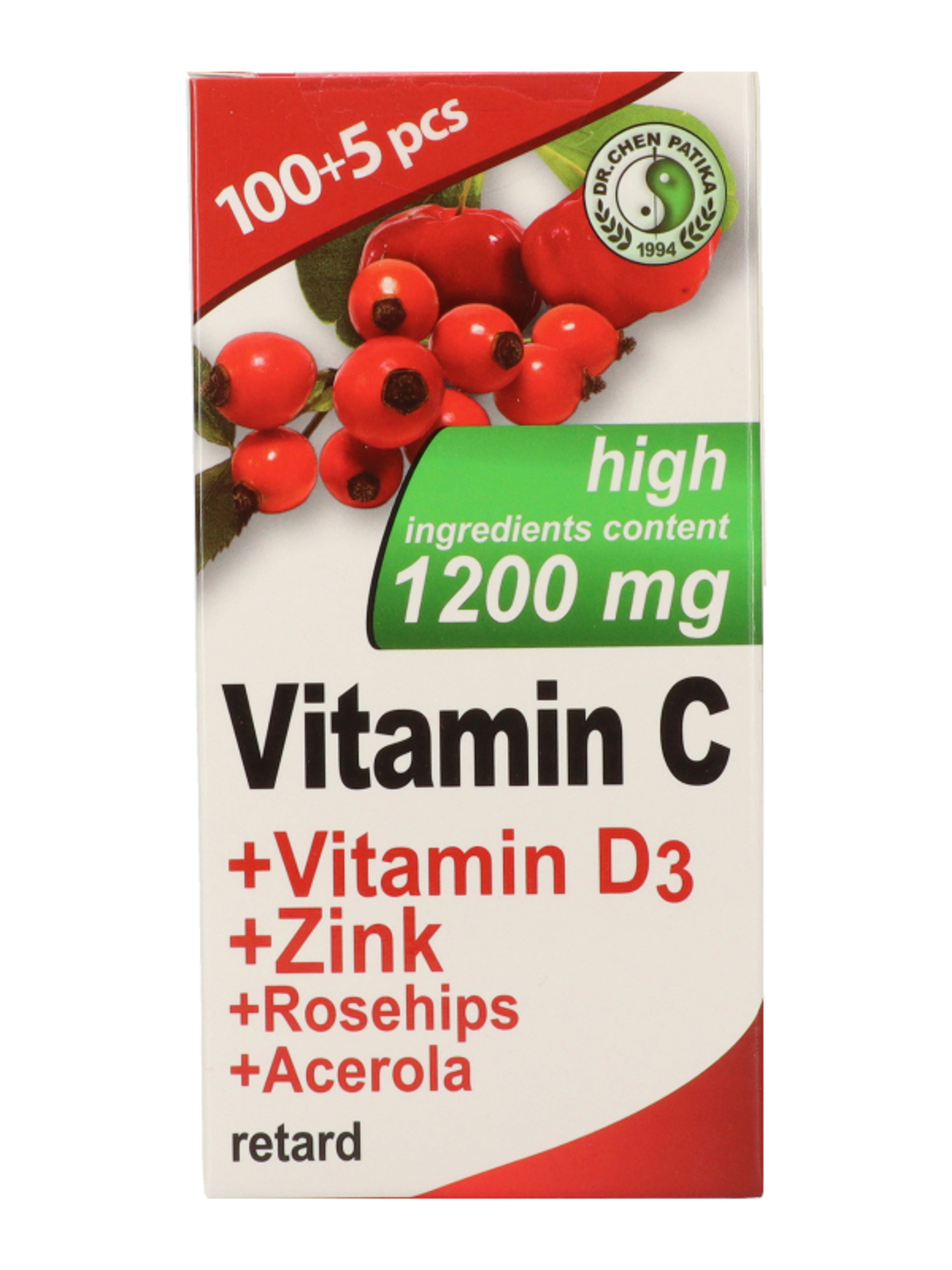 Dr.Chen Patika C-Vitamin 1200mg+ D3+ Cink +Csipkebogyó+ Acerola Nyújtott Hatású Filmtabletta - 105 db-4