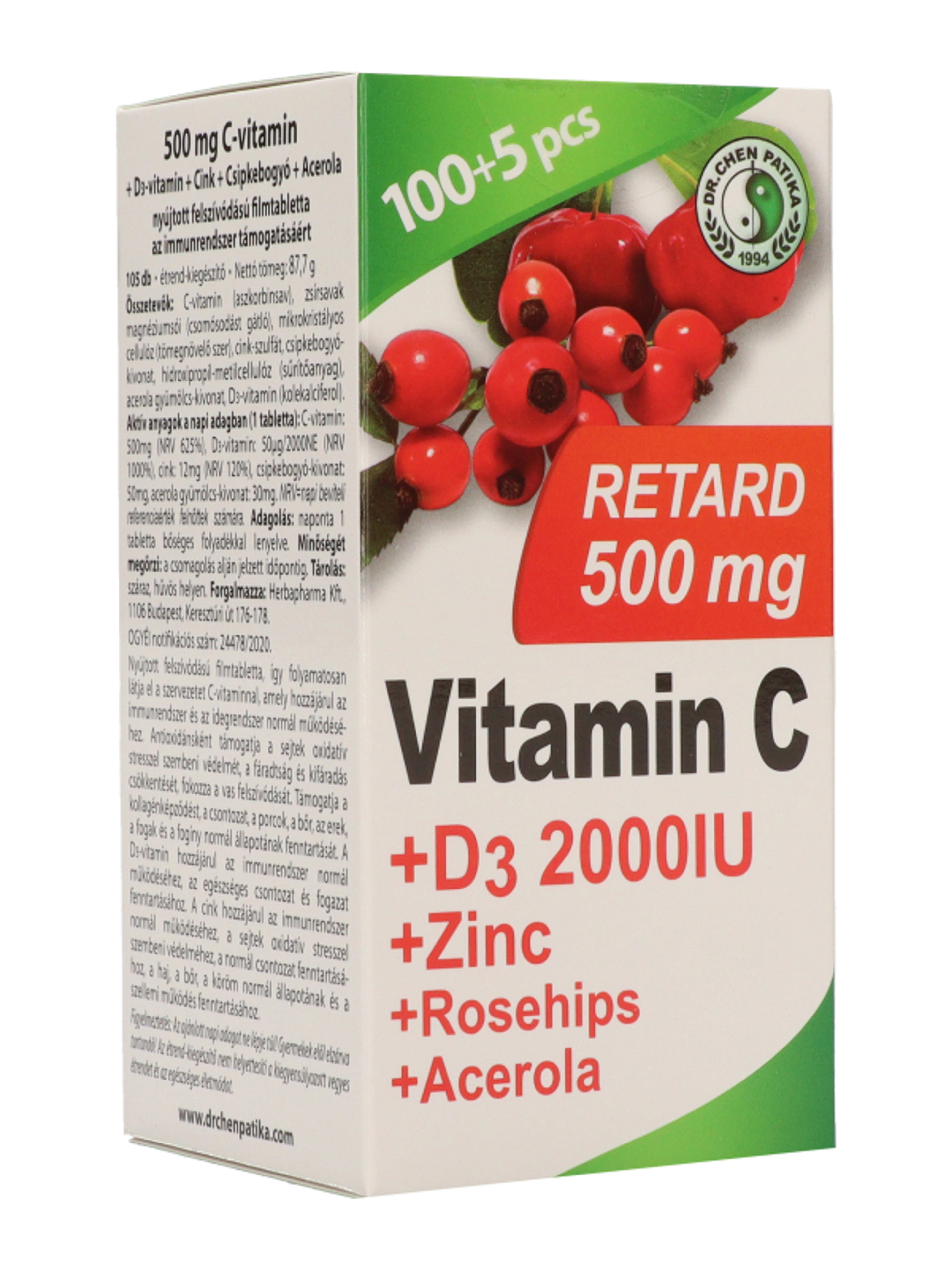 Dr.Chen Patika 500 mg C-vitamin+D3+cink tabletta - 105 db-4