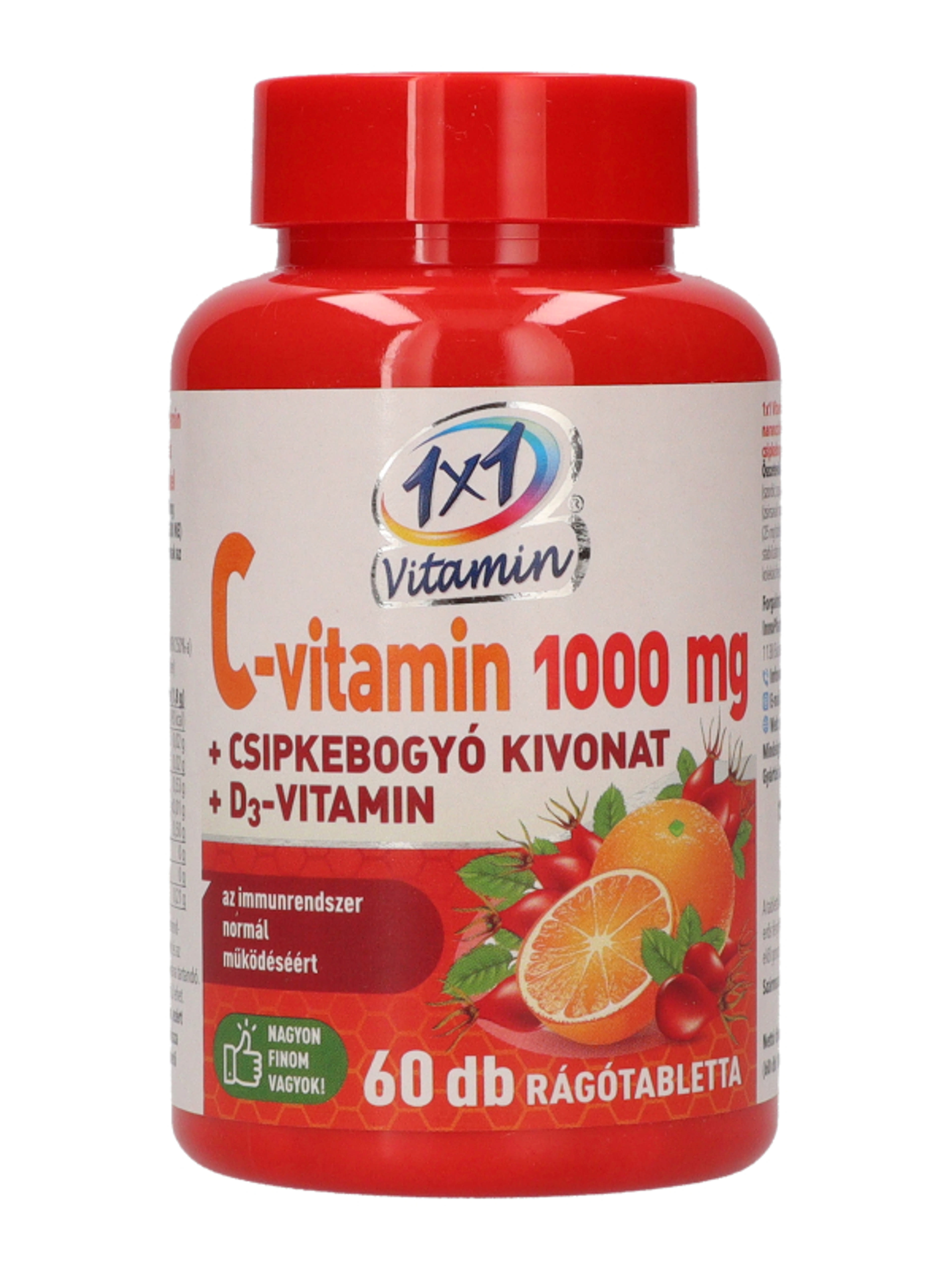 1x1 Vitaday C-Vitamin 1000mg+ D3+ Csipkebogyó Narancs Rágótabletta - 60 db-1