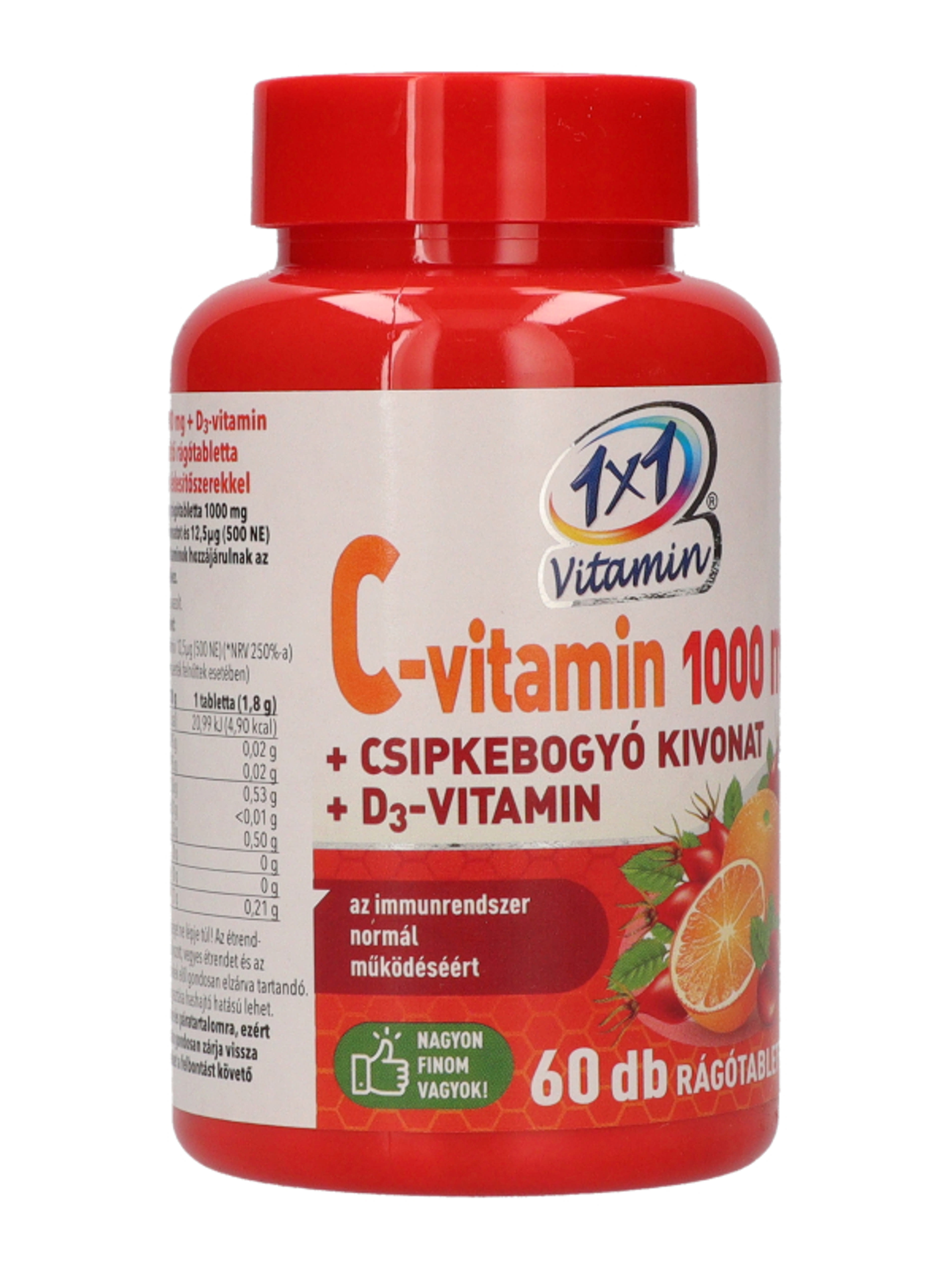 1x1 Vitaday C-Vitamin 1000mg+ D3+ Csipkebogyó Narancs Rágótabletta - 60 db-3