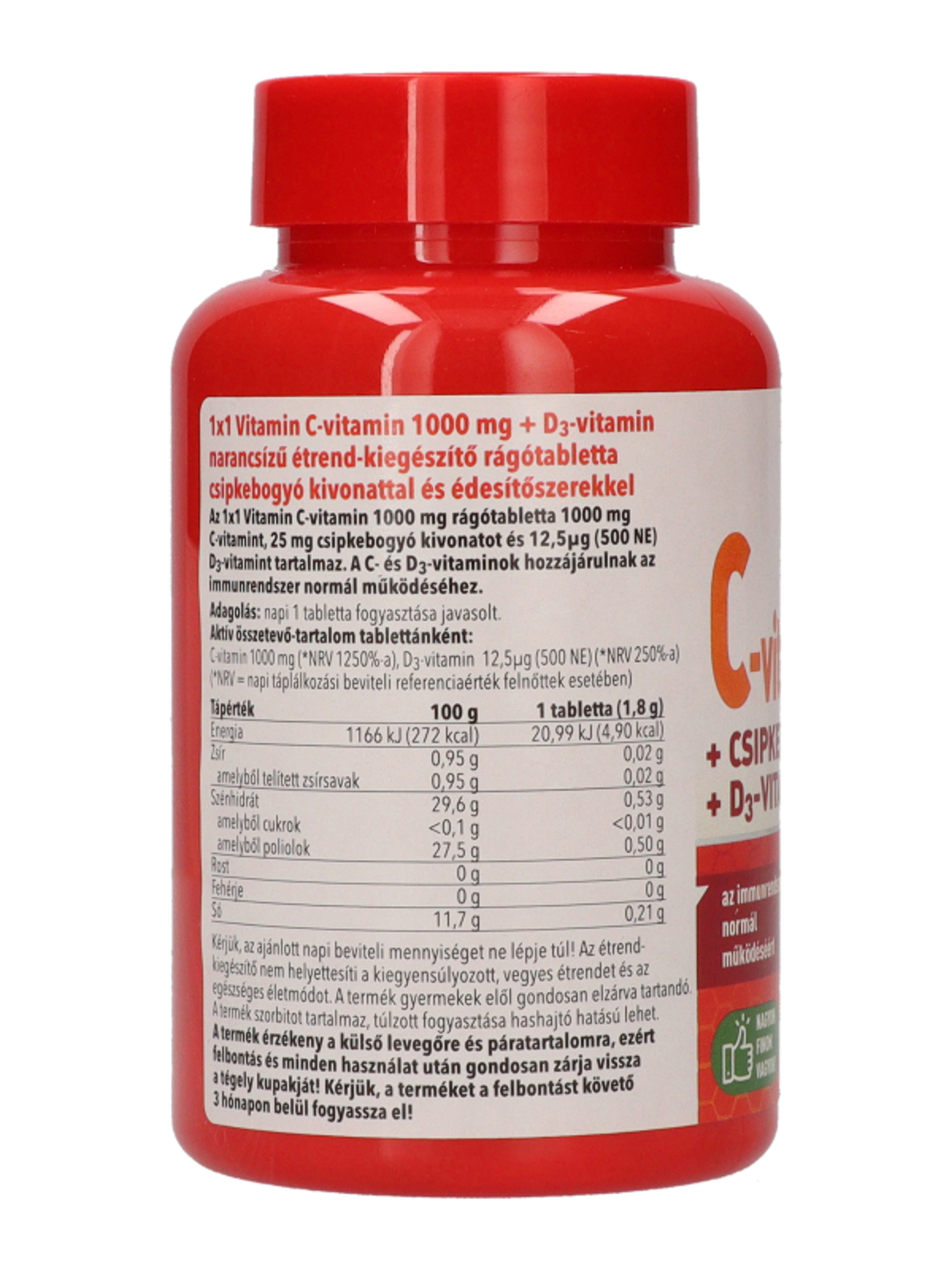 1x1 Vitamin C-Vitamin 1000mg+ D3+ rágótabletta csipkebogyóval - 60 db-4