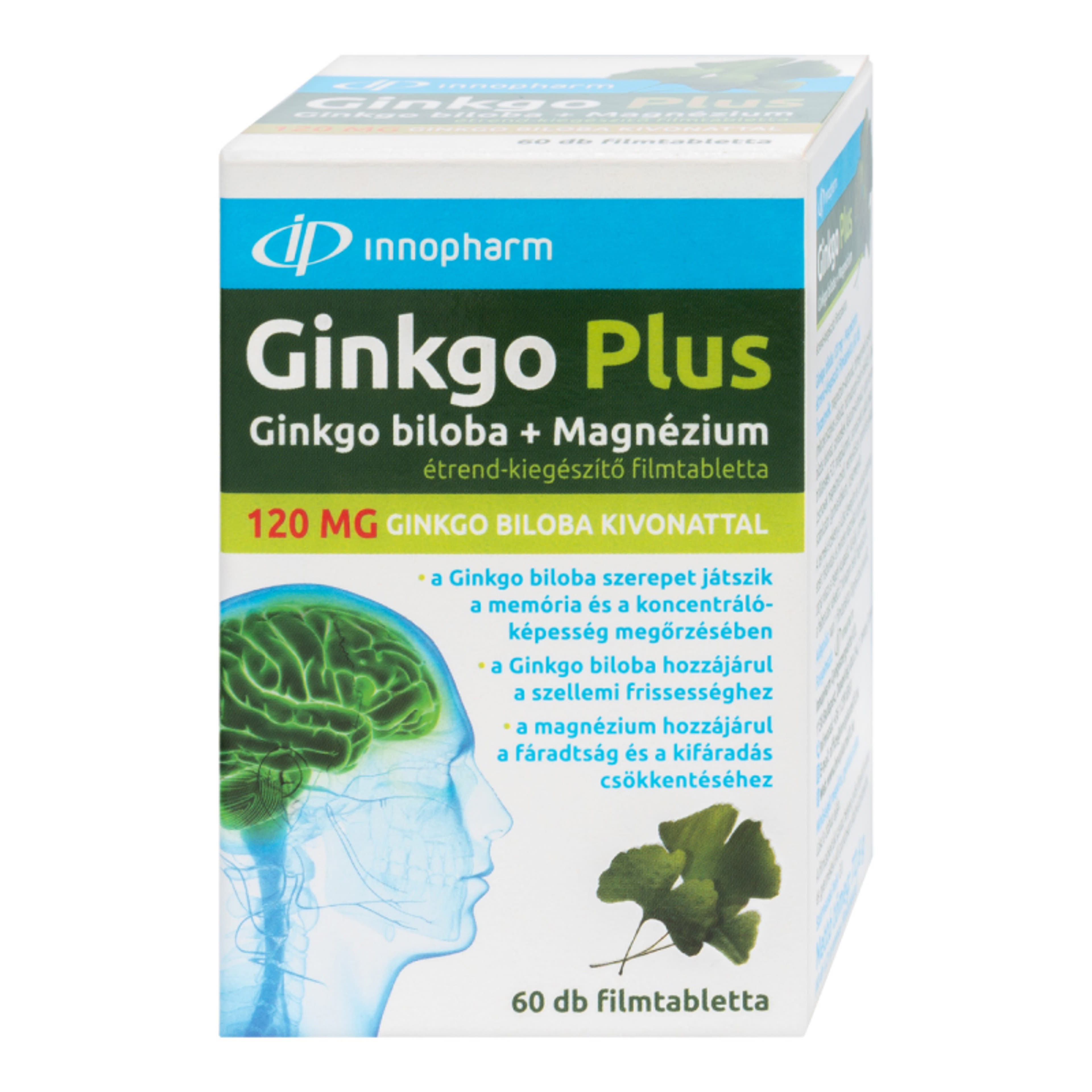 InnoPharm Ginkgo Plus Ginkgo biloba 120 mg + magnézium filmtabletta - 60 db-2