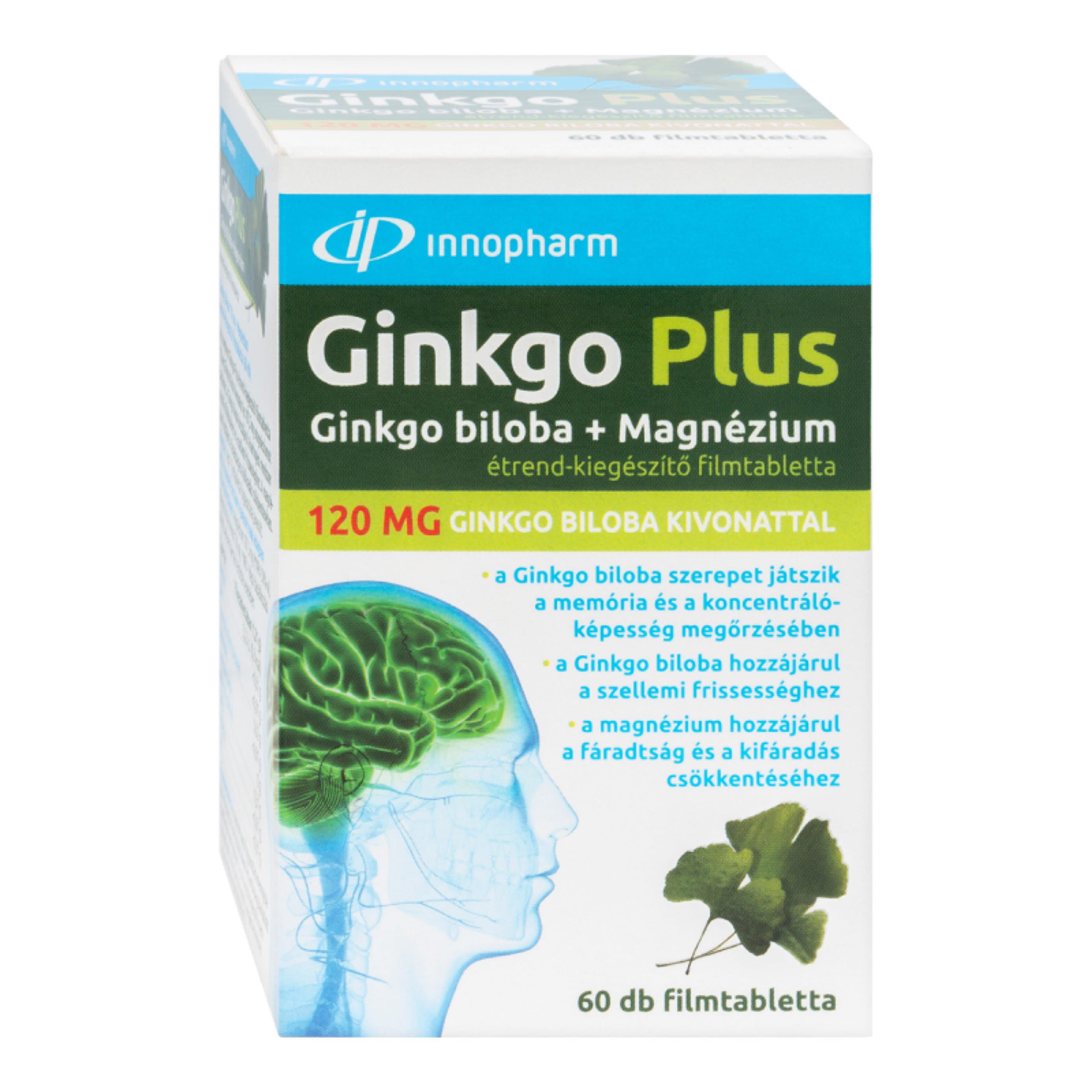 InnoPharm Ginkgo Plus Ginkgo biloba 120 mg + magnézium filmtabletta - 60 db-3